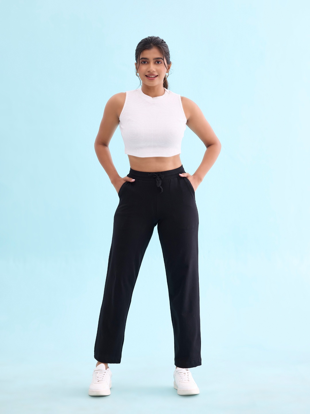 Go Colors Women Relaxed-Fit Track Pants, Black