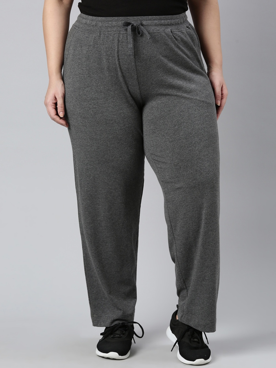 

Go Colors Women Plus Size Relaxed-Fit Track Pants, Grey melange