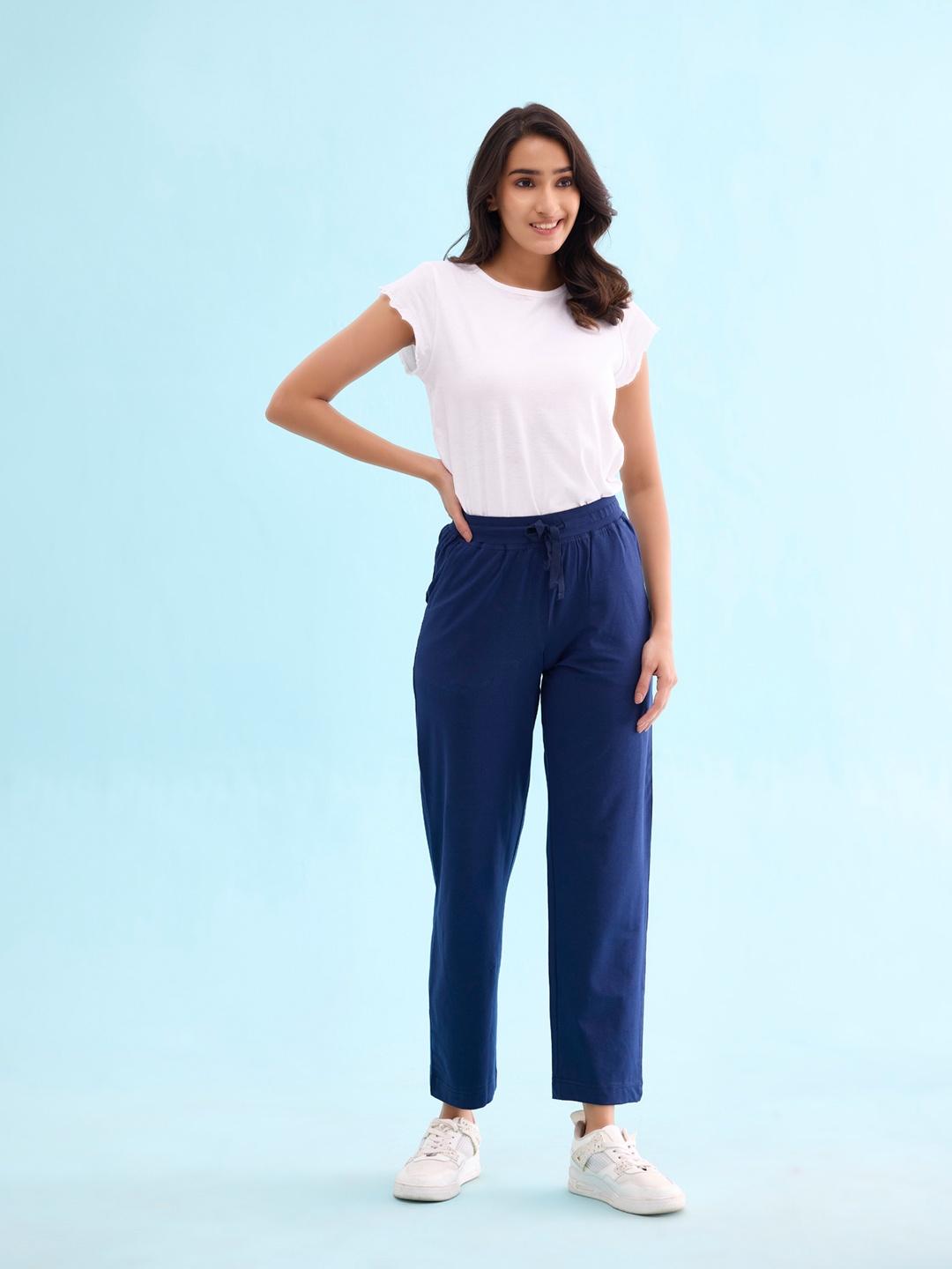 

Go Colors Plus Size Women Relaxed Fit Track Pant, Navy blue