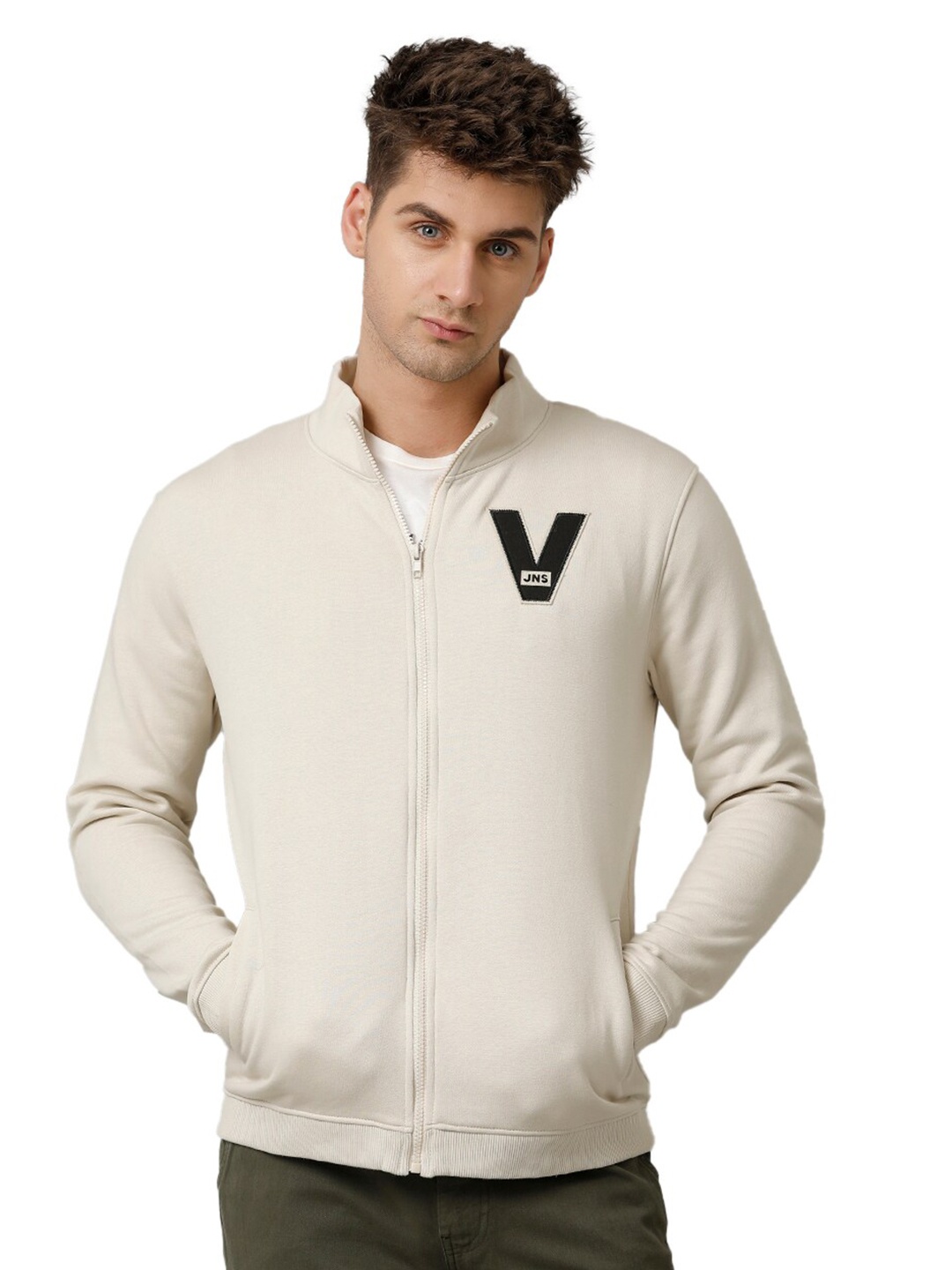 

Voi Jeans Mock Collar Front-Open Sweatshirt, Khaki