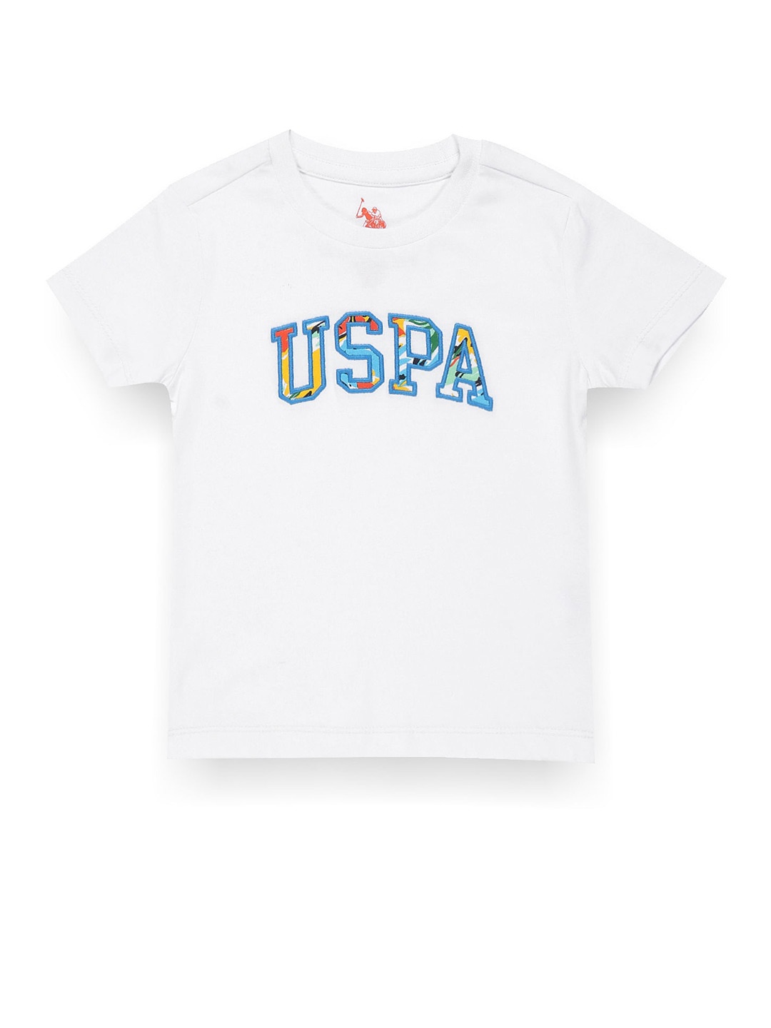 

U.S. Polo Assn. Kids Boys Round Neck Short Sleeves Appliqued Regular Fit Cotton T-shirt, White