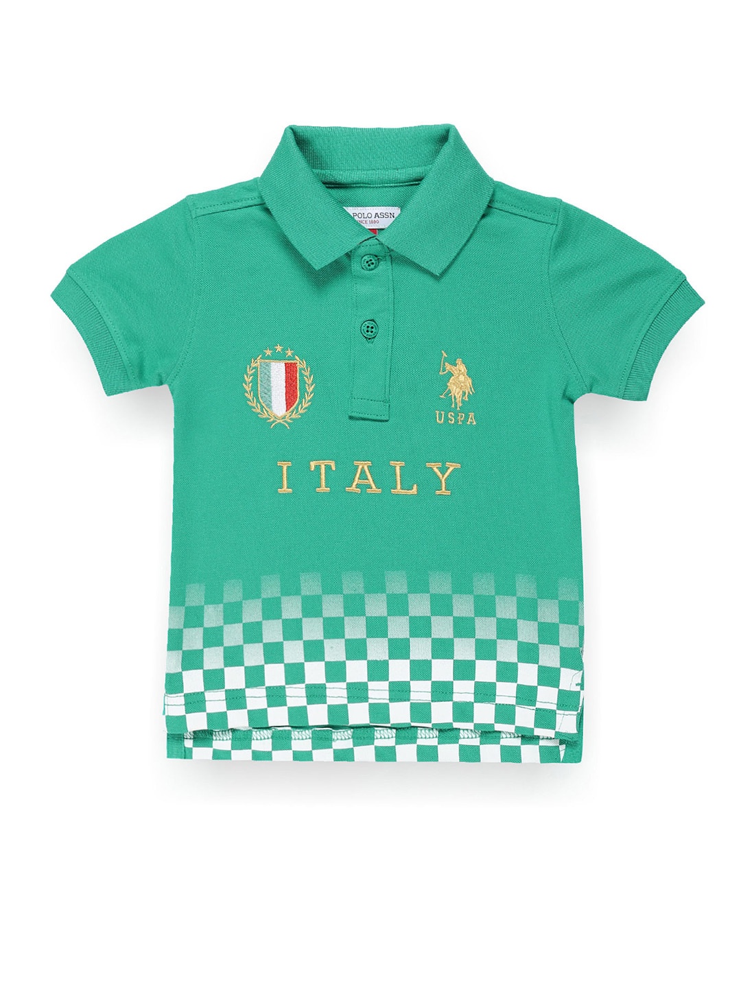 

U.S. Polo Assn. Kids Boys Polo Collar Short Sleeves Appliqued Regular Fit Cotton T-shirt, Green