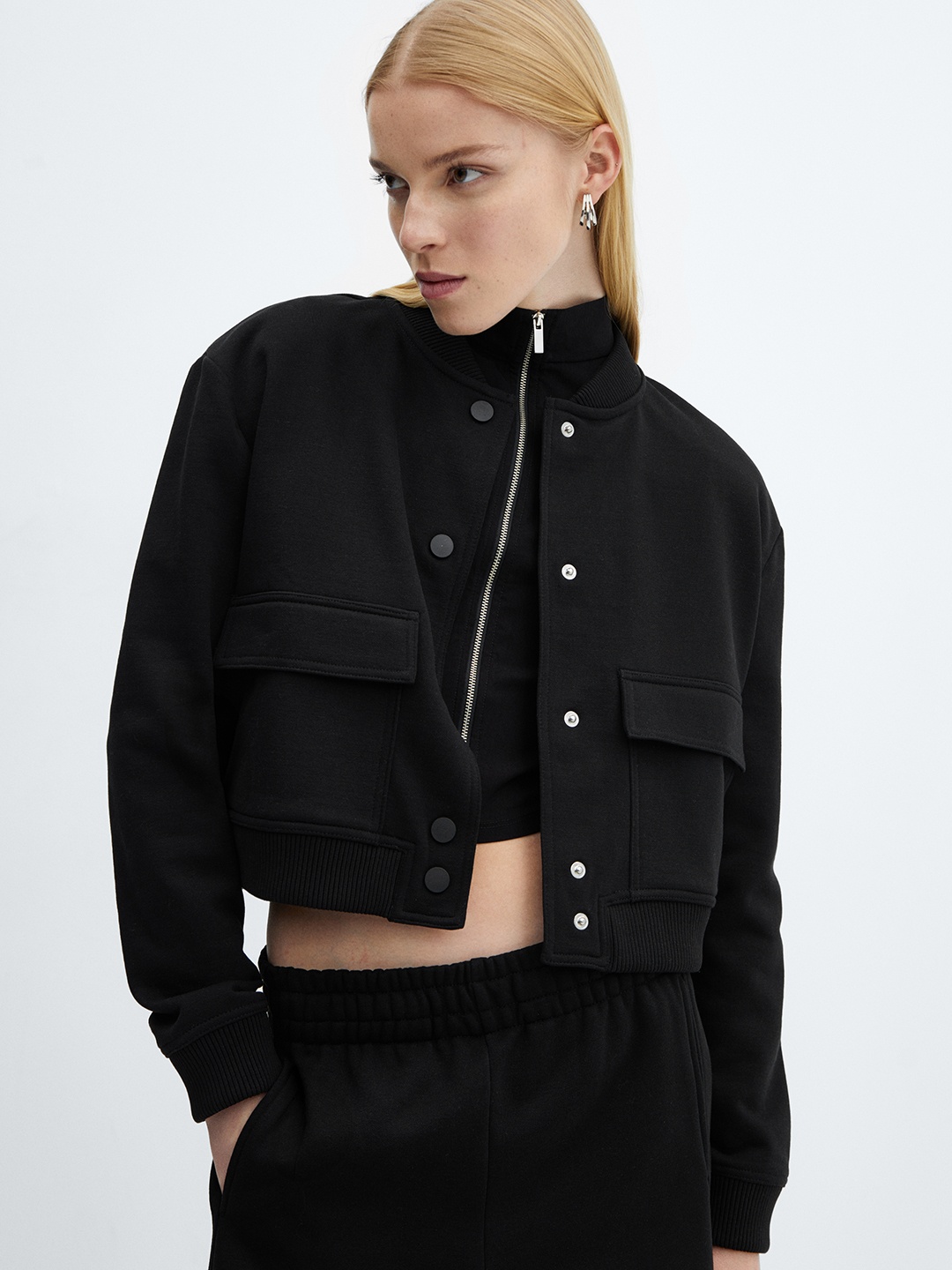 

MANGO Crop Tailored Jacket, Black