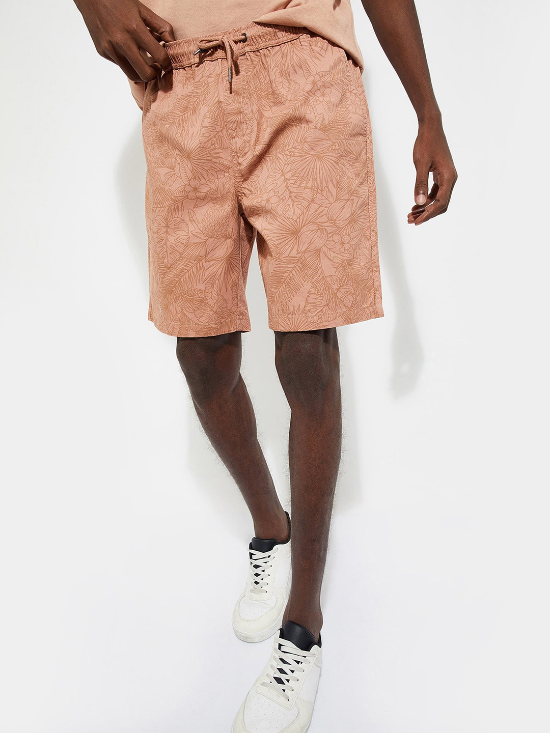 

max URB_N Men Slim Fit Printed Shorts, Orange