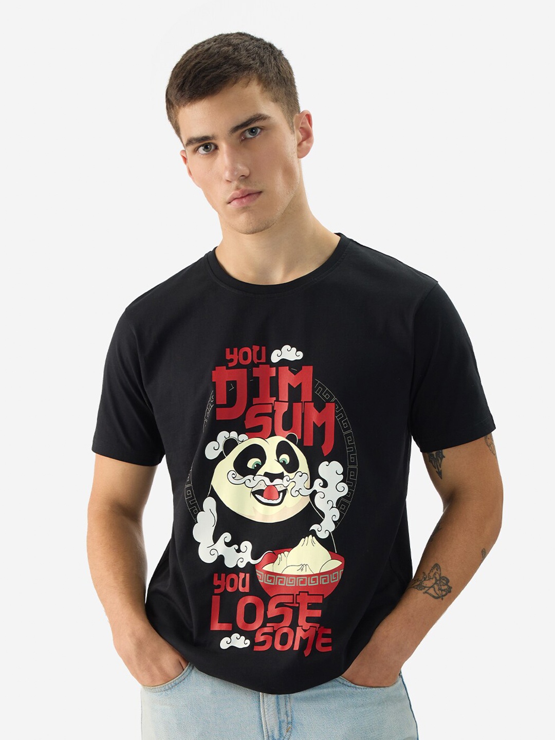 

The Souled Store Graphic Kung Fu Panda Printed Cotton T-shirt, Black