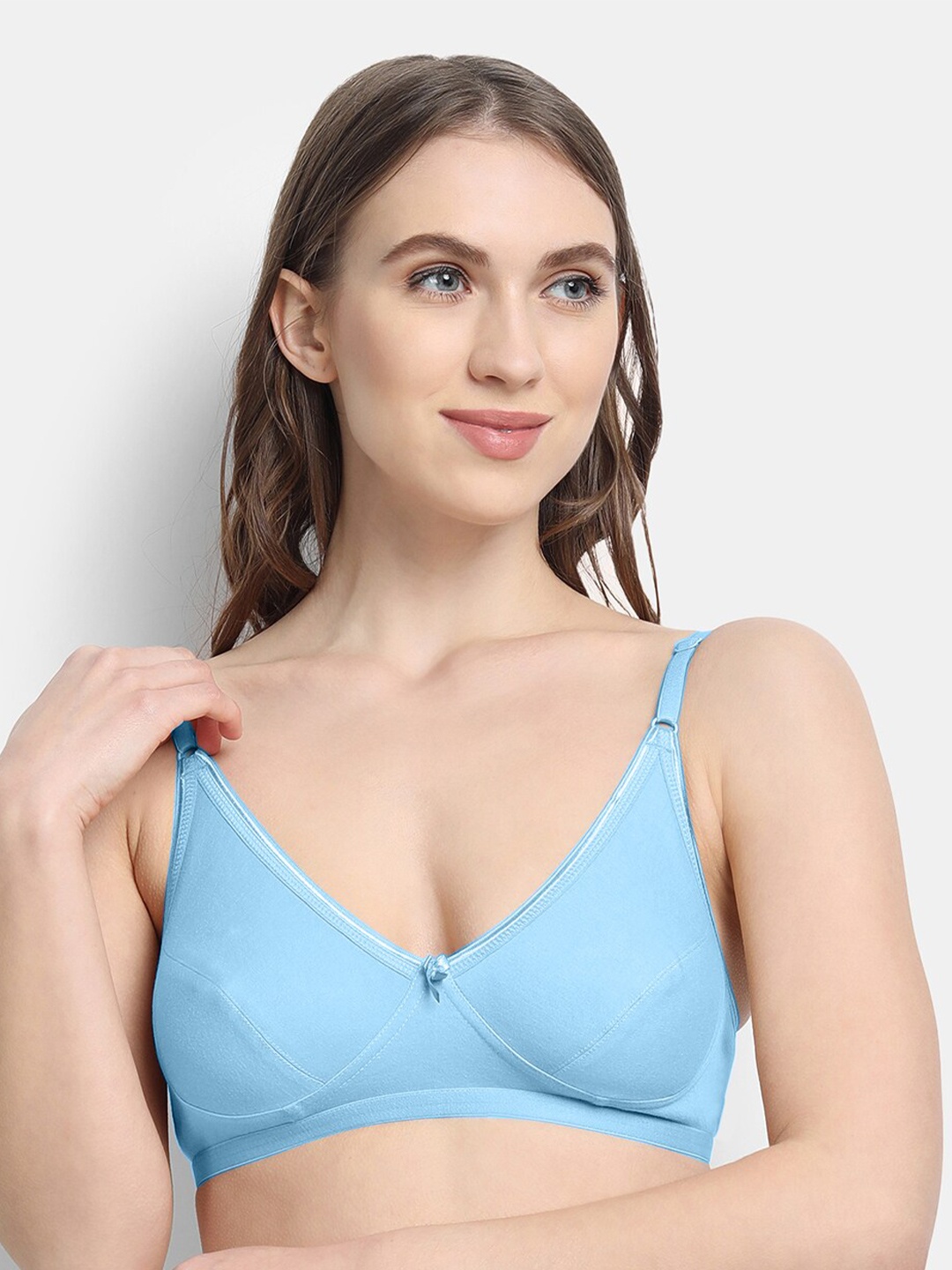 

VStar Medium Coverage Non Padded Everyday Cotton Bra With All Day Comfort, Blue