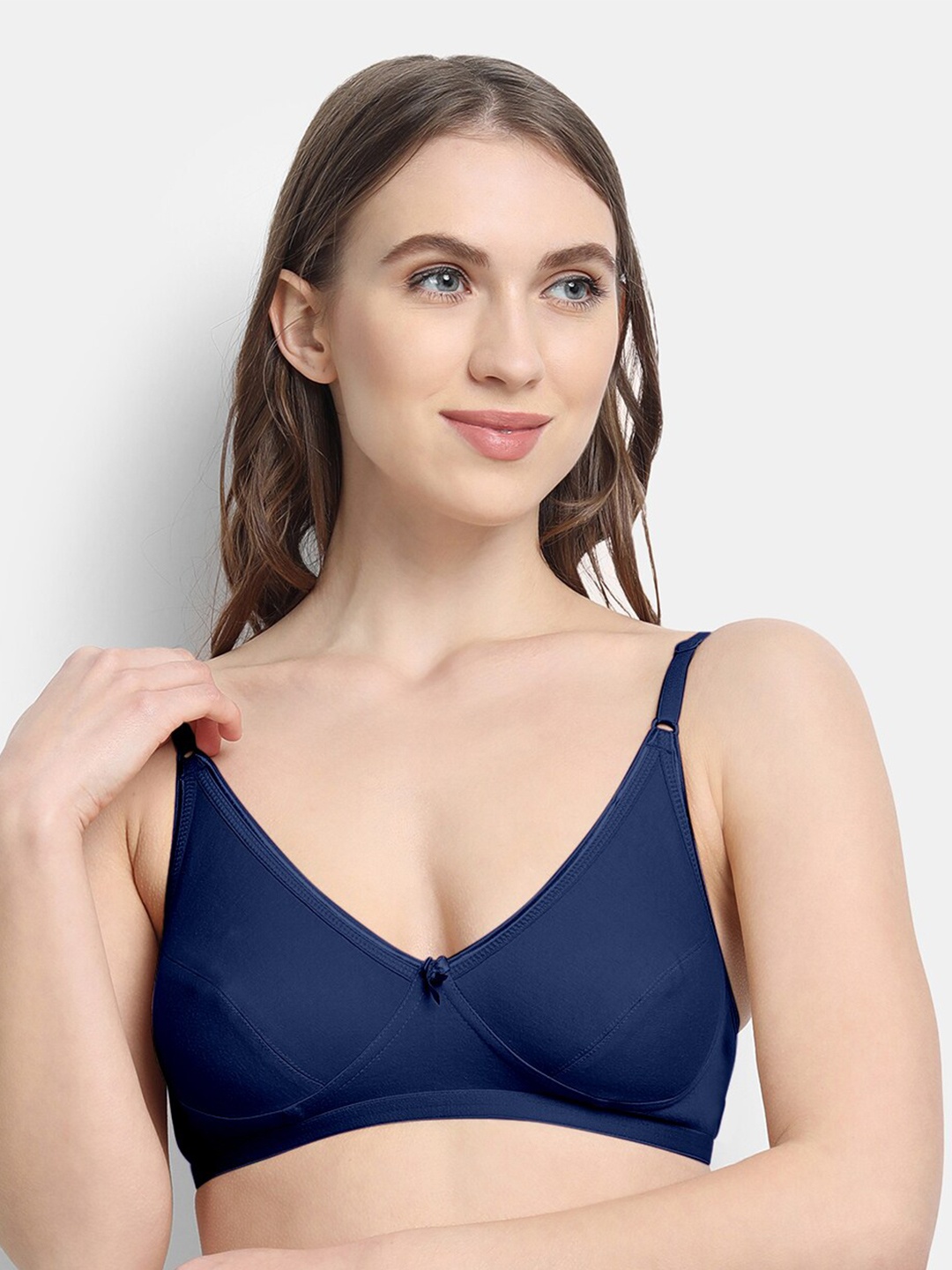 

VStar Medium Coverage Non Padded Everyday Cotton Bra With All Day Comfort, Navy blue