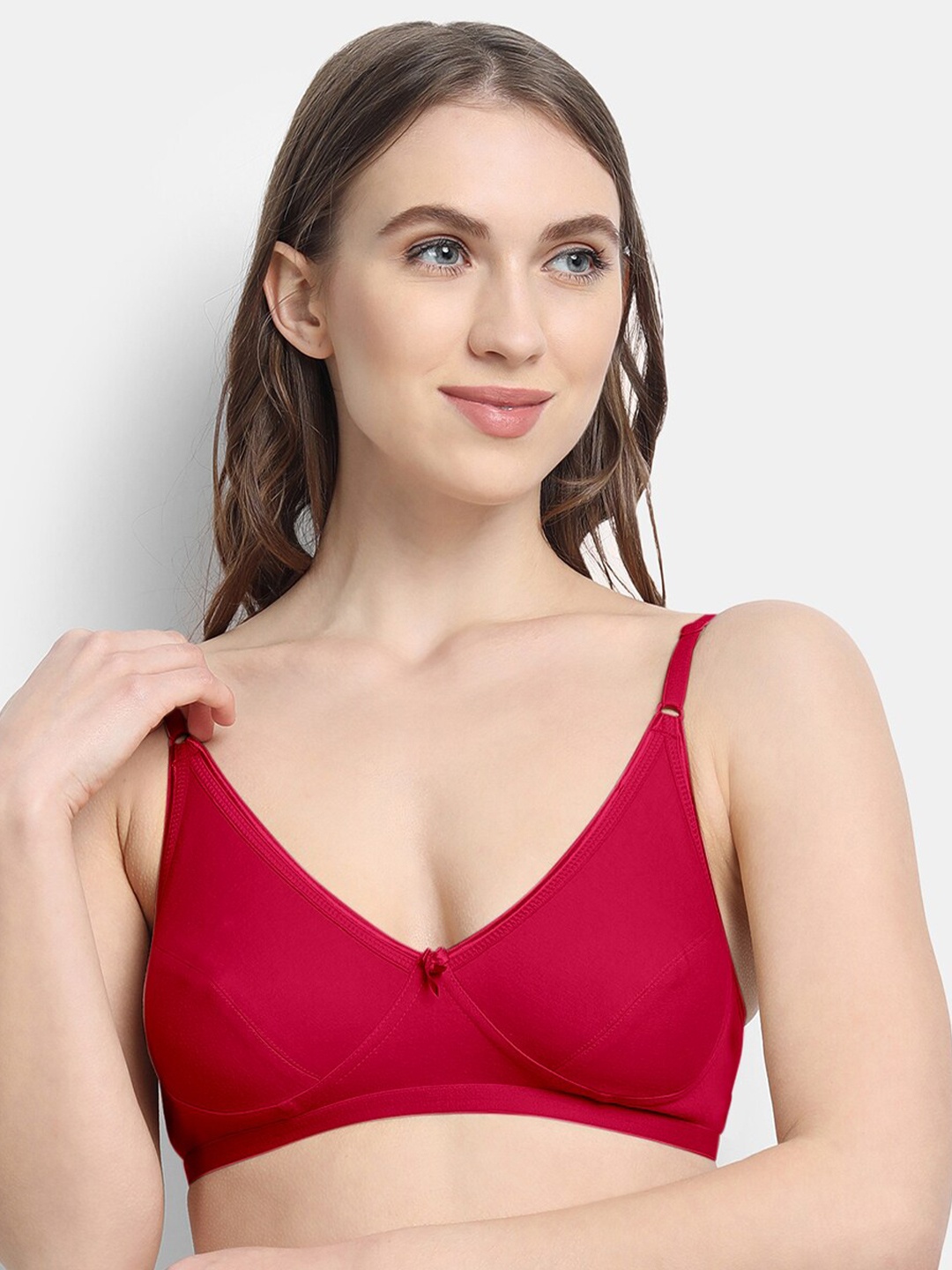 

VStar Medium Coverage Non Padded Everyday Cotton Bra With All Day Comfort, Red