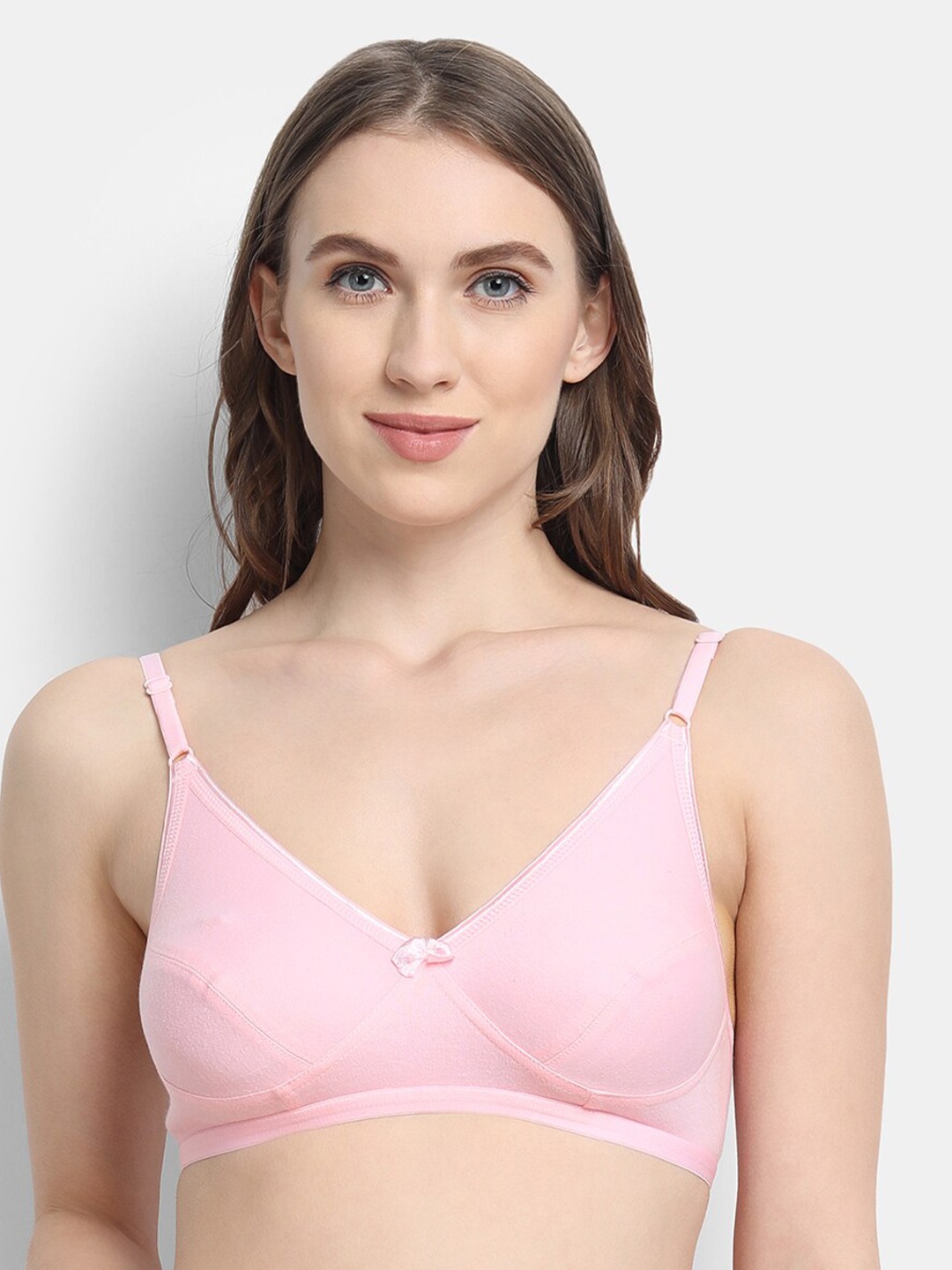 

VStar Medium Coverage Non Padded Everyday Cotton Bra With All Day Comfort, Pink