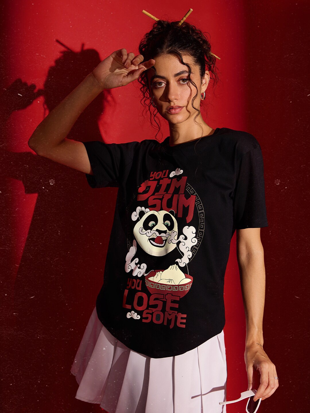 

The Souled Store Graphic Kung Fu Panda Printed Cotton T-shirt, Black