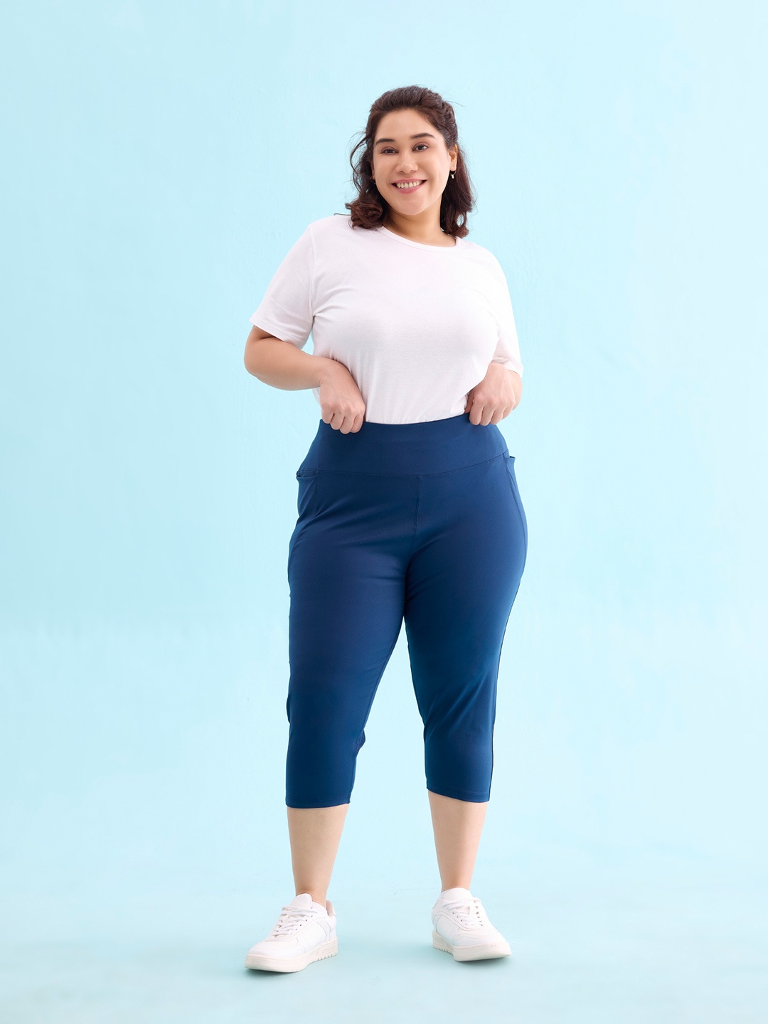 

Go Colors Women Plus Size High Rise Sports Capris, Teal