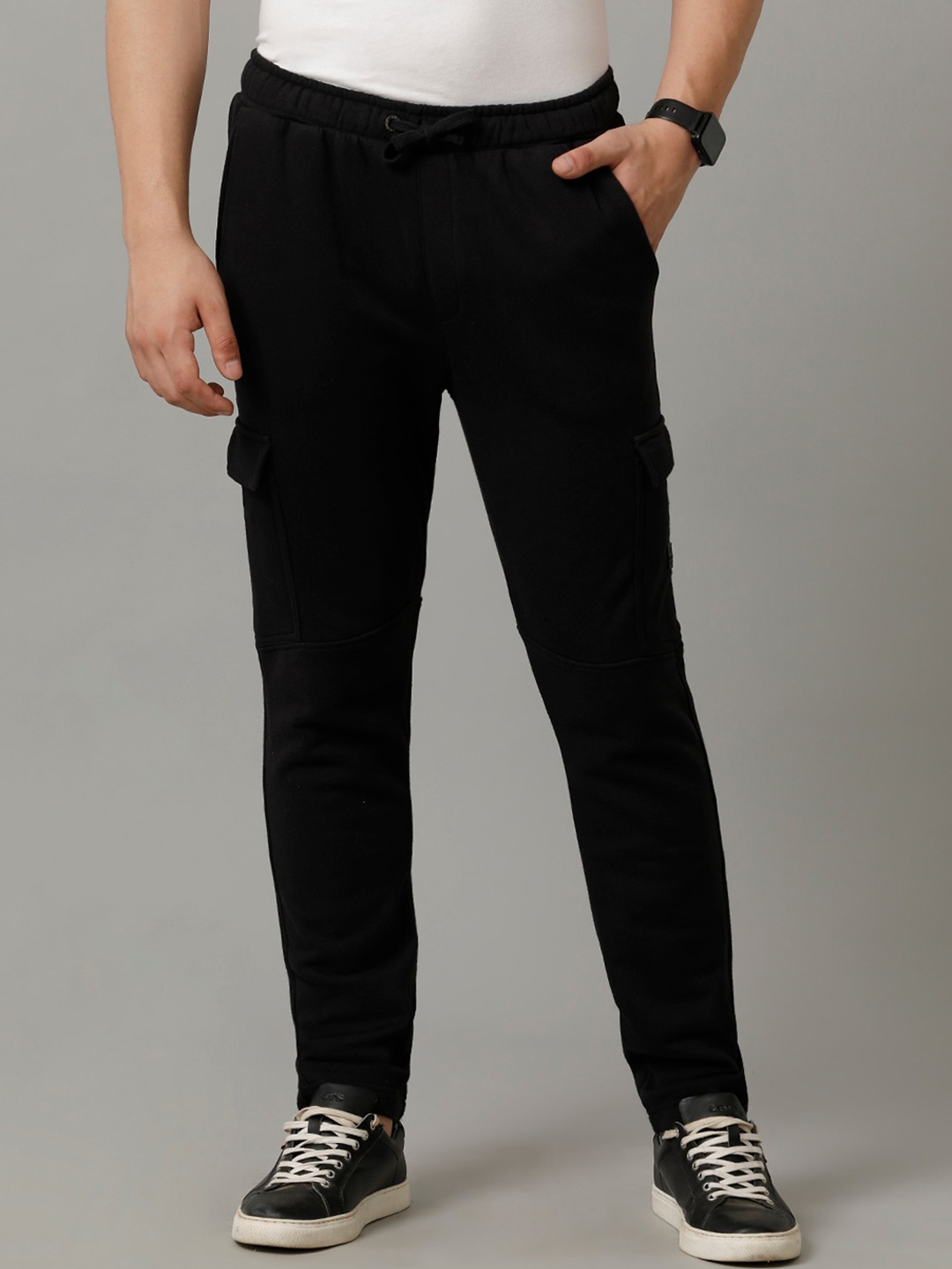 

Voi Jeans Men Side Pockets Cargo Track Pants, Black