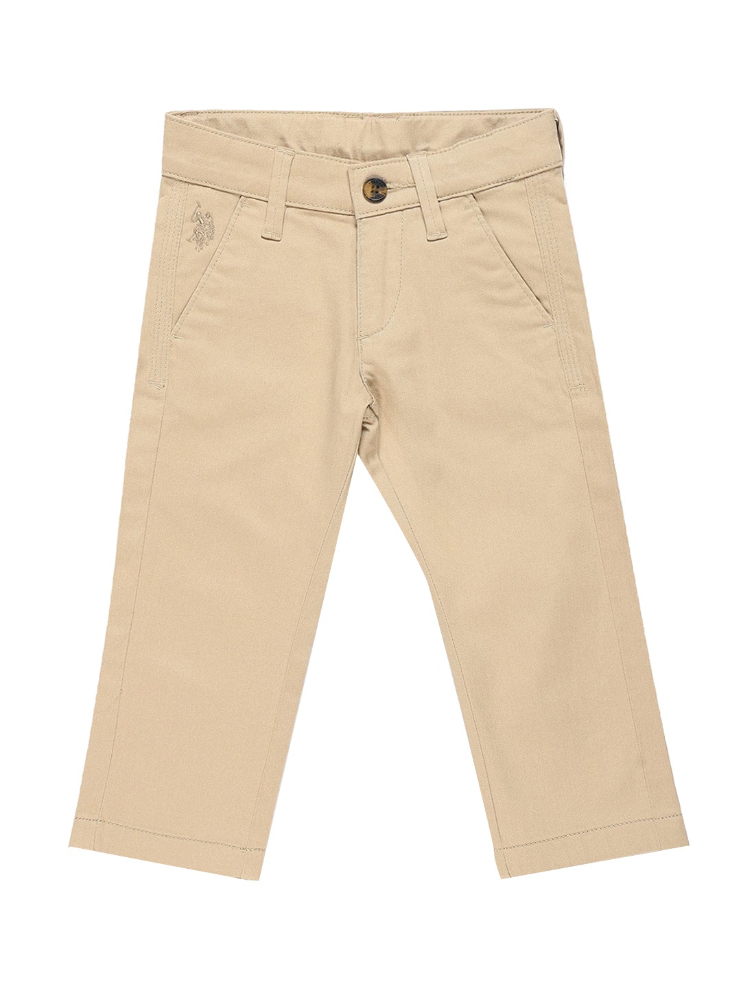 

U.S. Polo Assn. Kids Boys Classic Slim Fit Mid-Rise Trousers, Beige