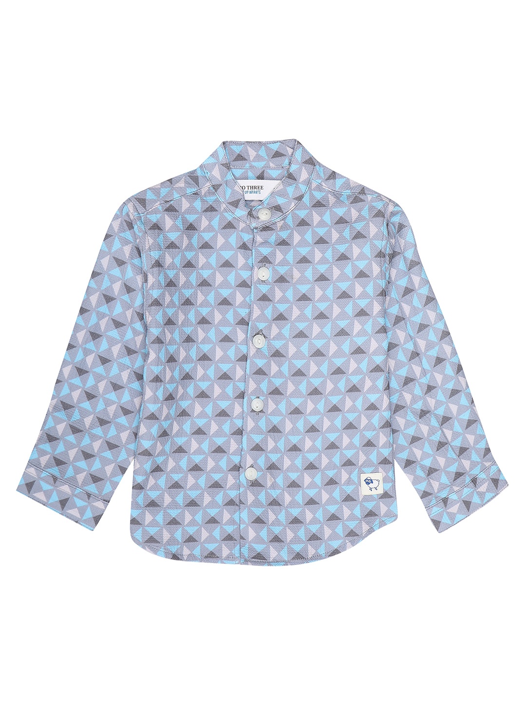 

ZERO THREE Boys Comfort Geometric Printed Casual Shirt, Blue