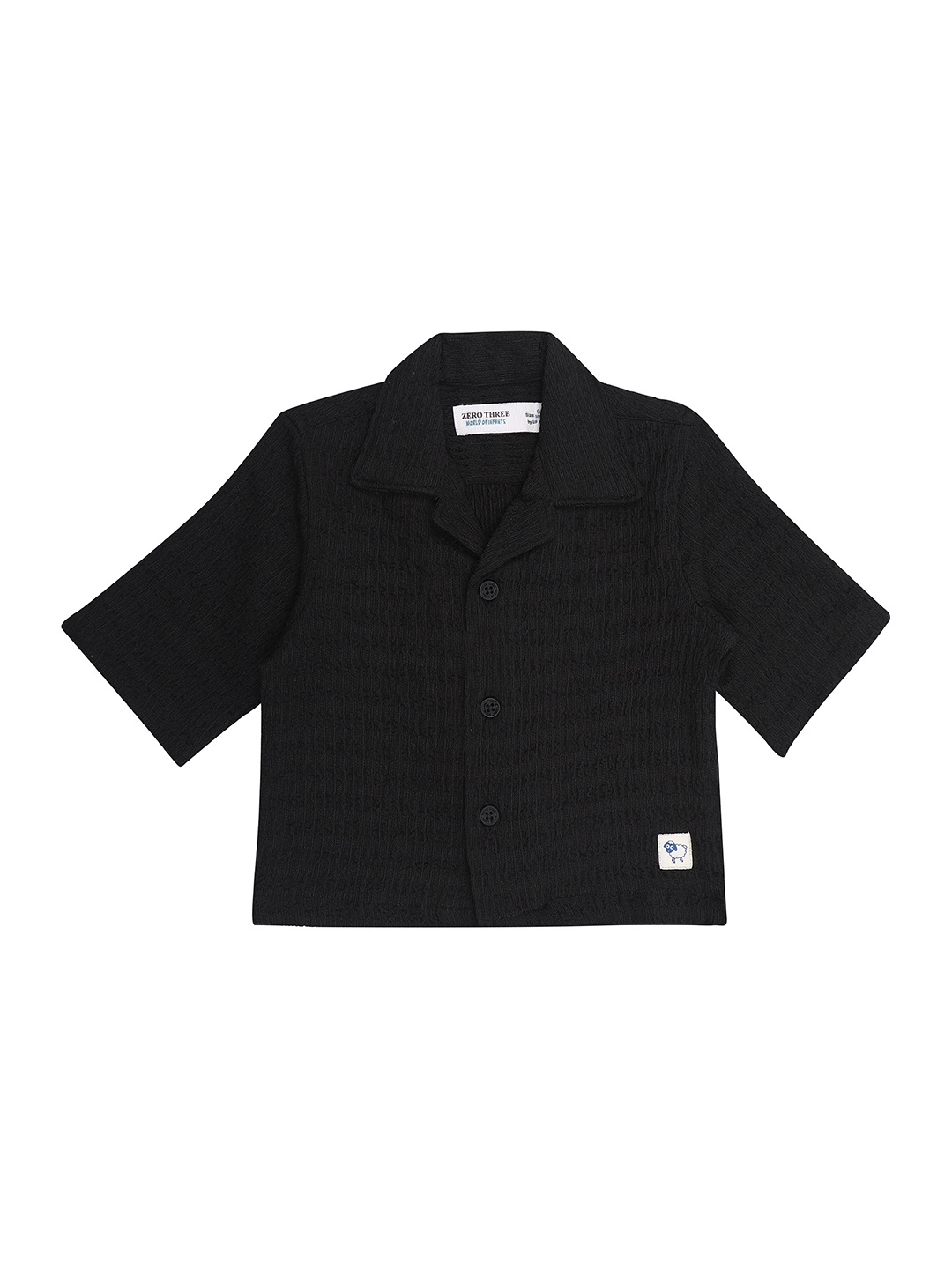 

ZERO THREE Boys Comfort Spread Collar Casual Shirt, Black