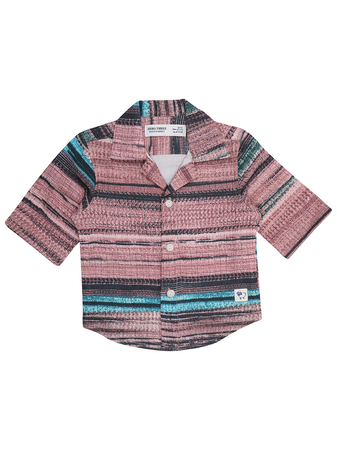 

ZERO THREE Boys Comfort Printed Cuban Collar Casual Shirt, Pink