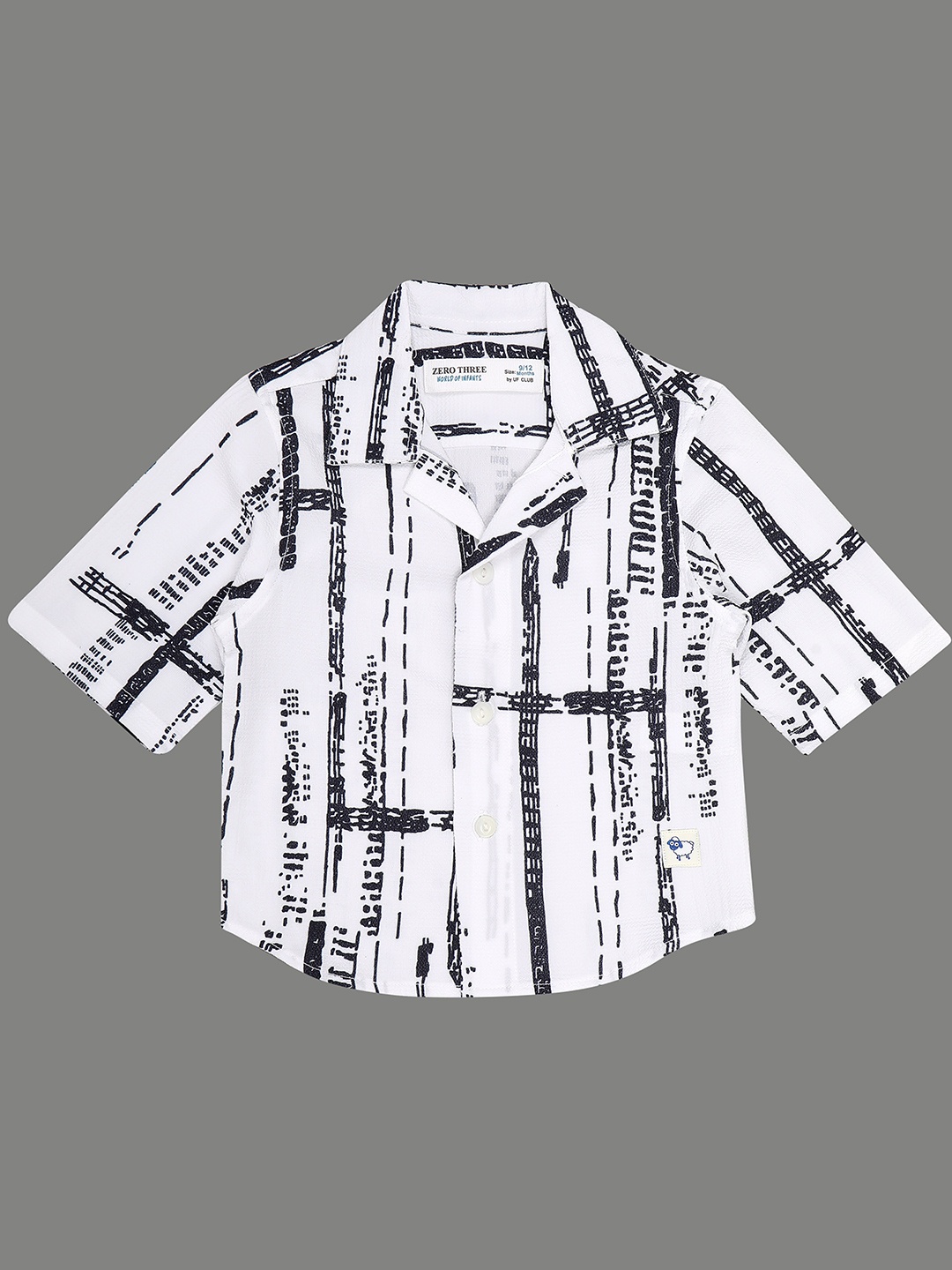

ZERO THREE Boys Comfort Printed Cuban Collar Regular Fit Casual Shirt, White