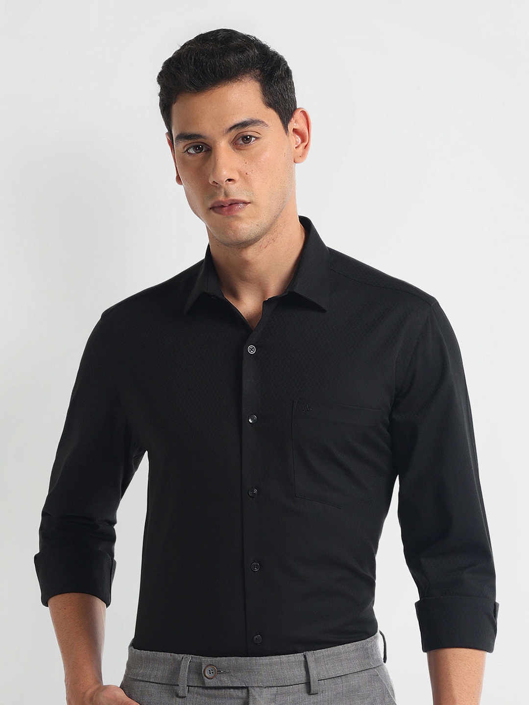 

Arrow Regular Fit Opaque Cotton Formal Shirt, Black