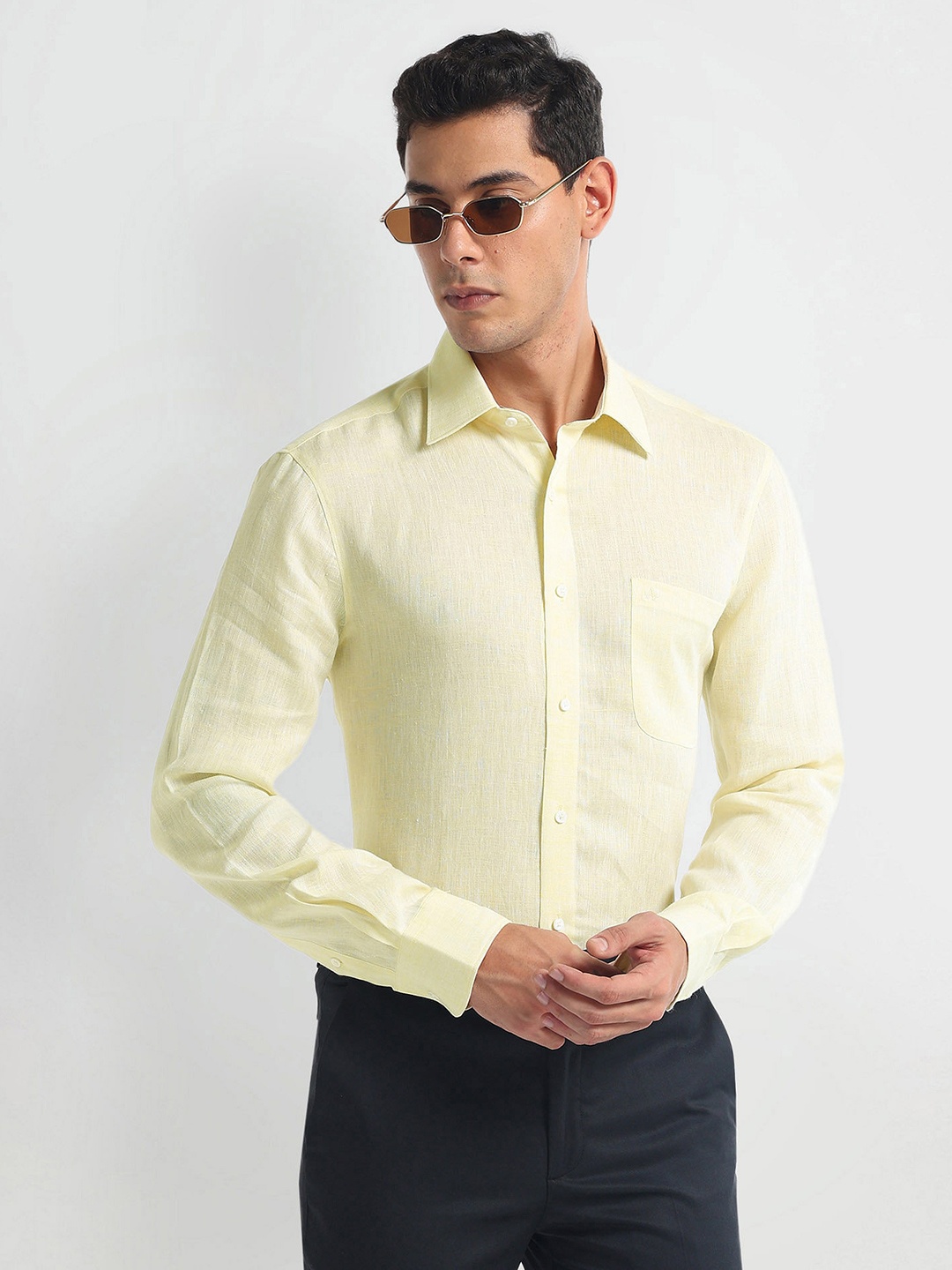 

Arrow Slim Fit Opaque Cotton 1851 Formal Shirt, Yellow