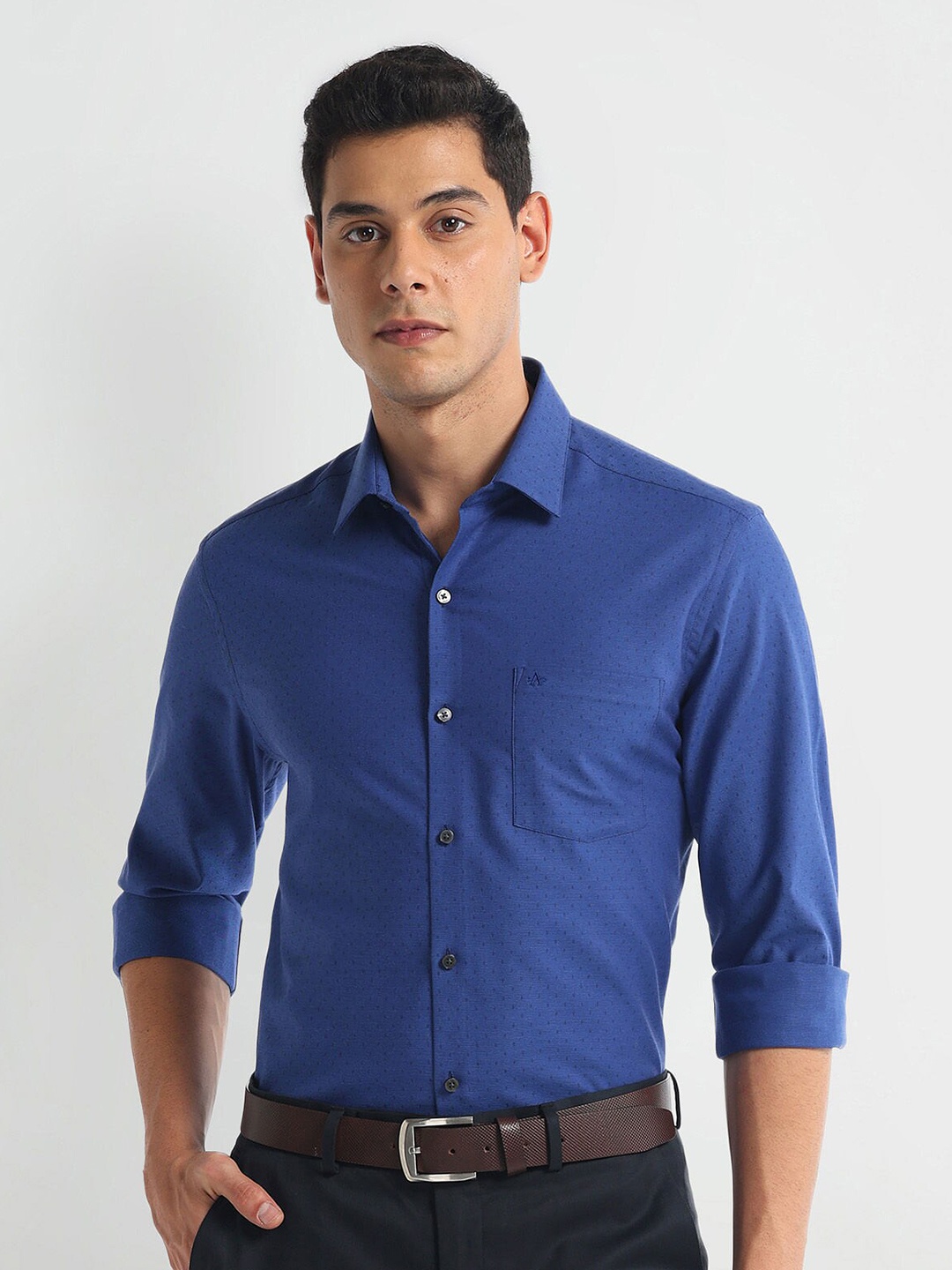 

Arrow Slim Fit Opaque Cotton Formal Shirt, Blue