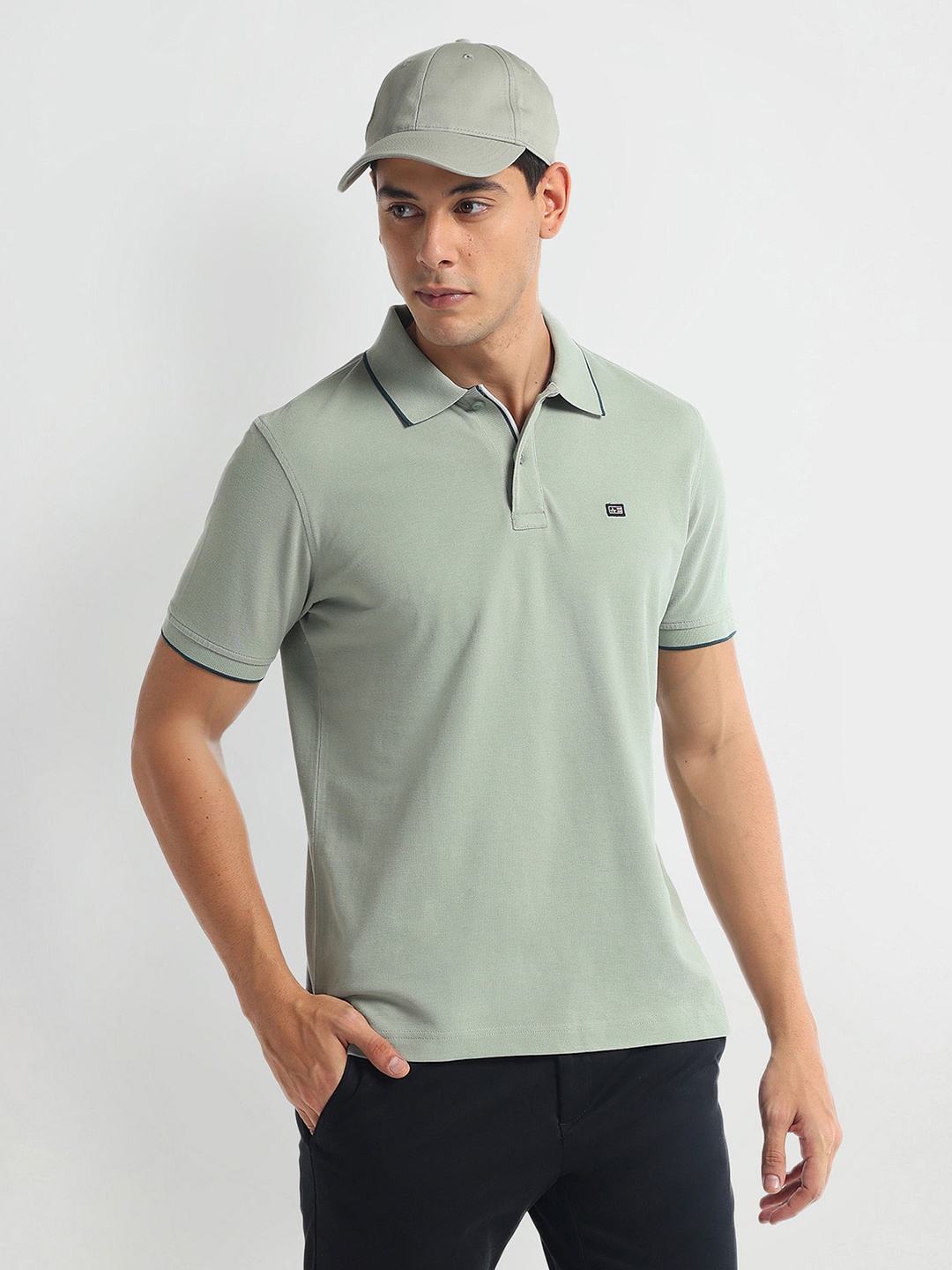 

Arrow Polo Collar Cotton T-shirt, Grey
