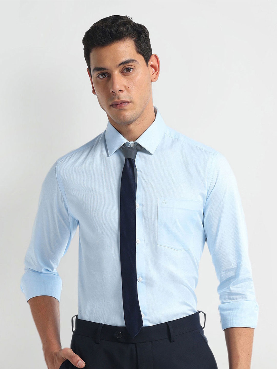 

Arrow Slim Fit Opaque Cotton Formal Shirt, Blue