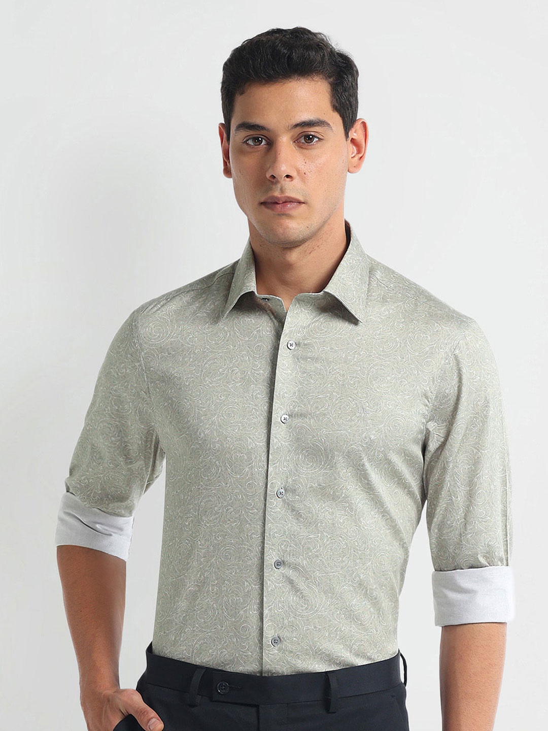 

Arrow Slim Fit Opaque Striped Cotton 1851 Formal Shirt, Green