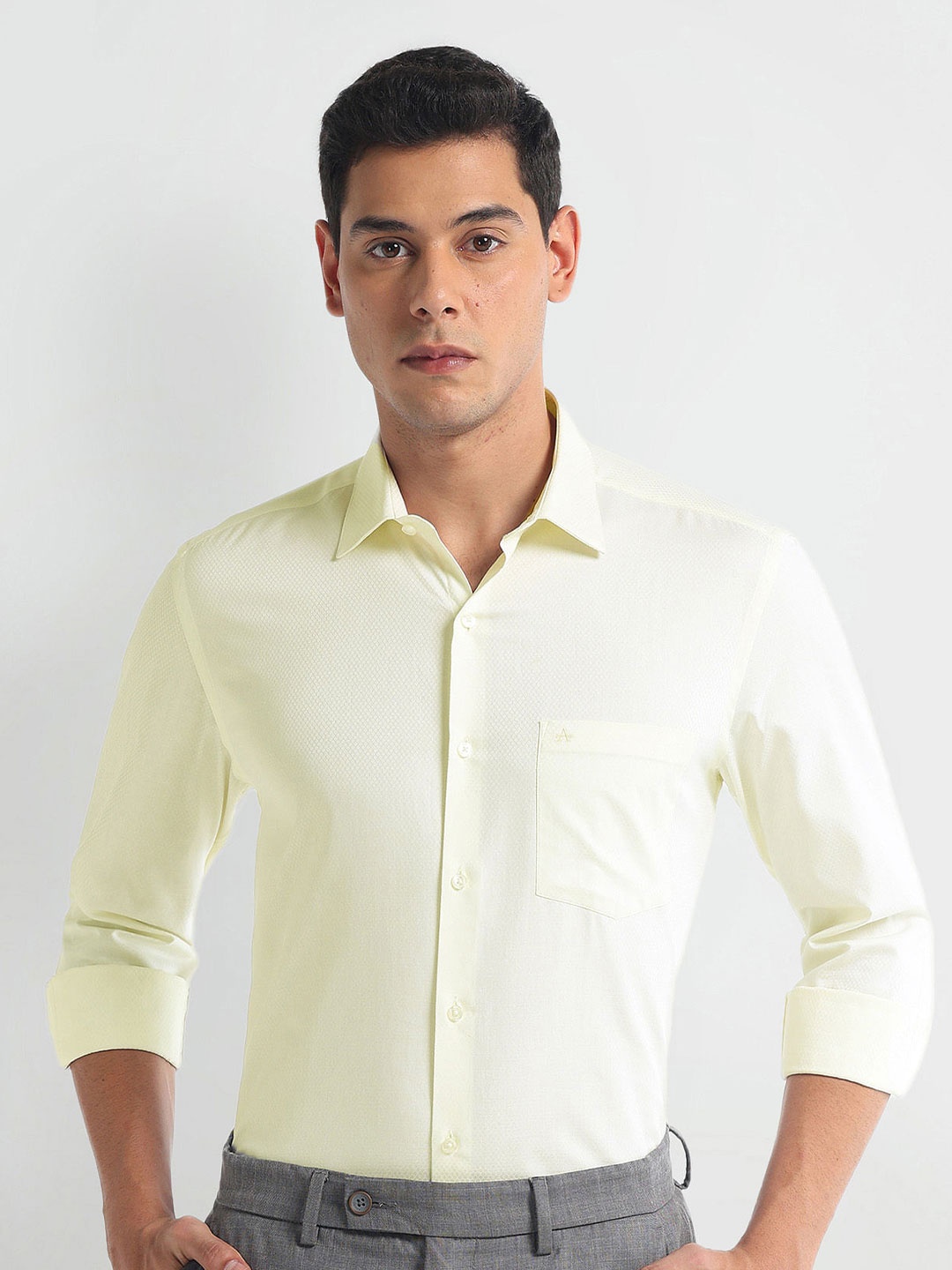 

Arrow Spread Collar Opaque Cotton Formal Shirt, White