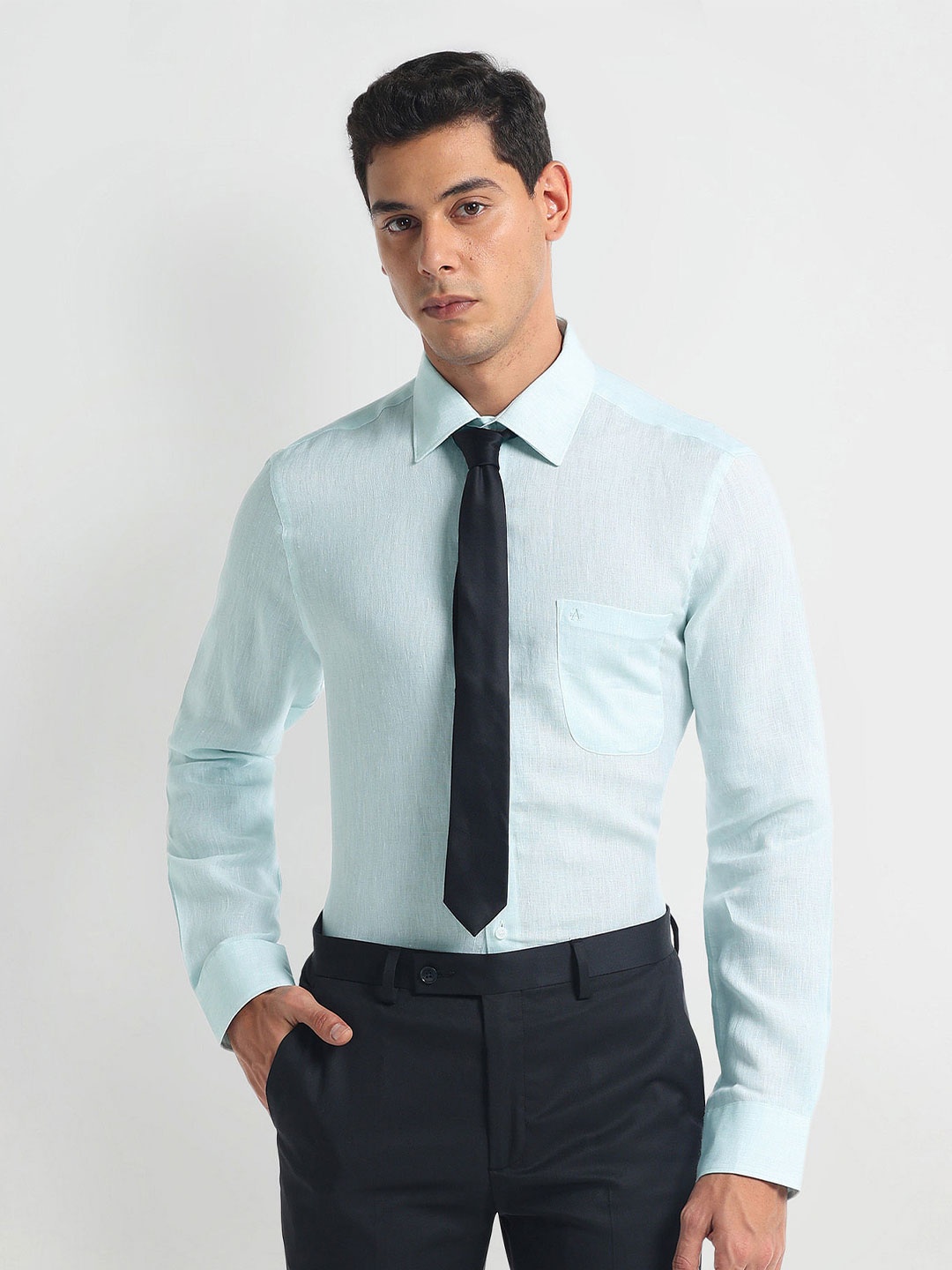 

Arrow Spread Collar Slim Fit Opaque Cotton 1851 Formal Shirt, Blue