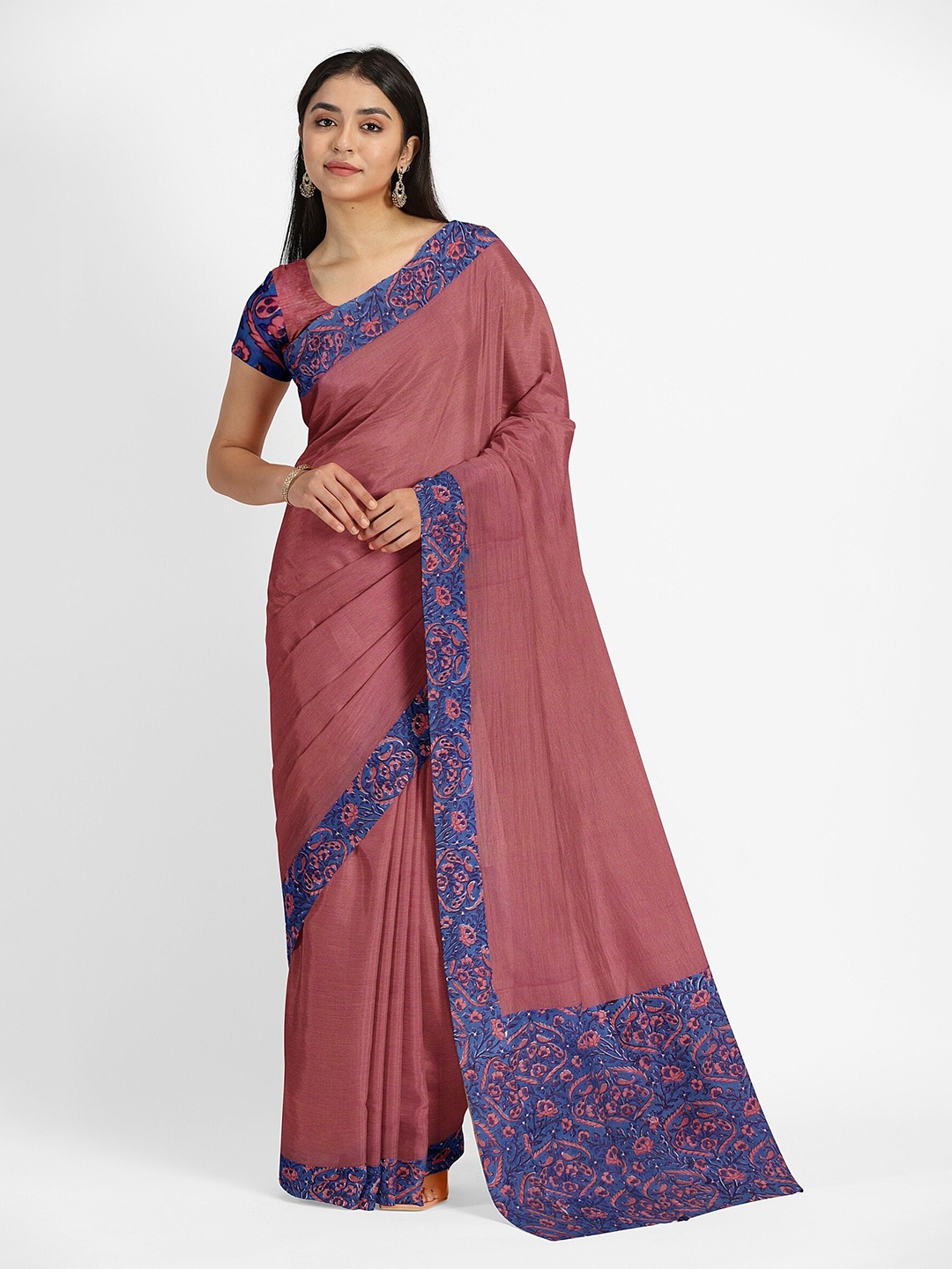 

Weaves of Tradition Pure Cotton Mangalagiri Saree, Pink