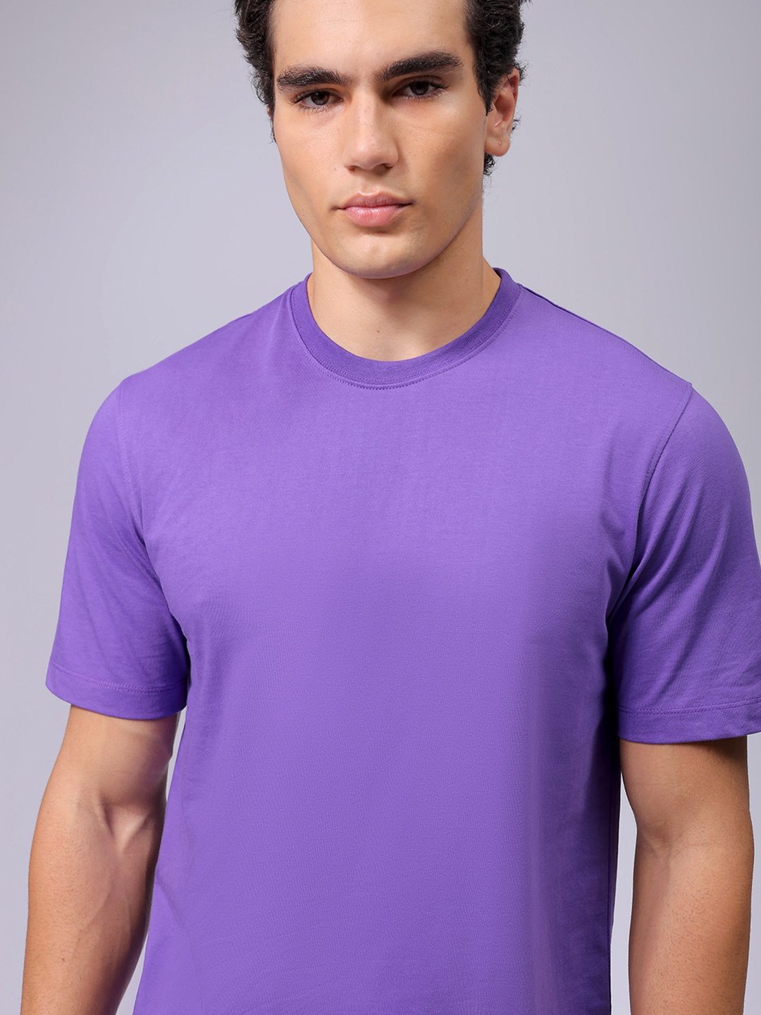 

The Indian Garage Co High Neck Cotton T-shirt, Purple