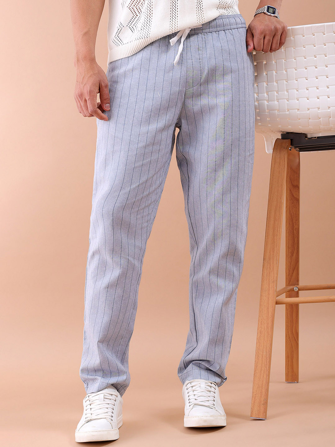 

The Indian Garage Co Mid-Rise Striped Trouser, Blue