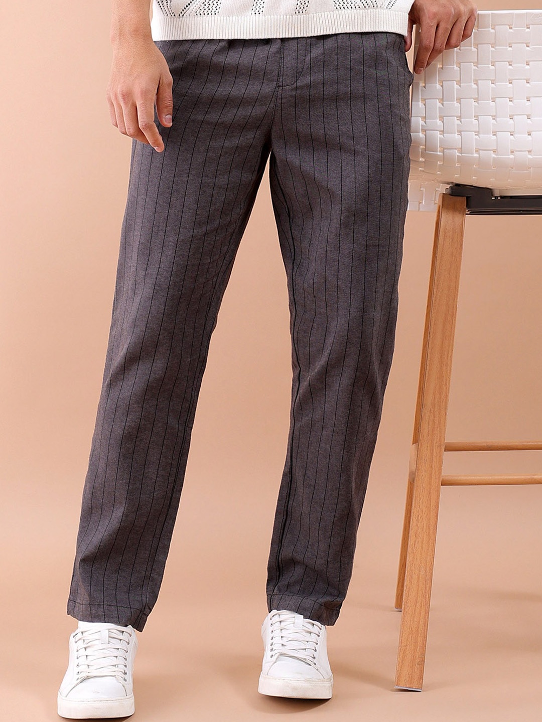 

The Indian Garage Co Striped Trouser, Black