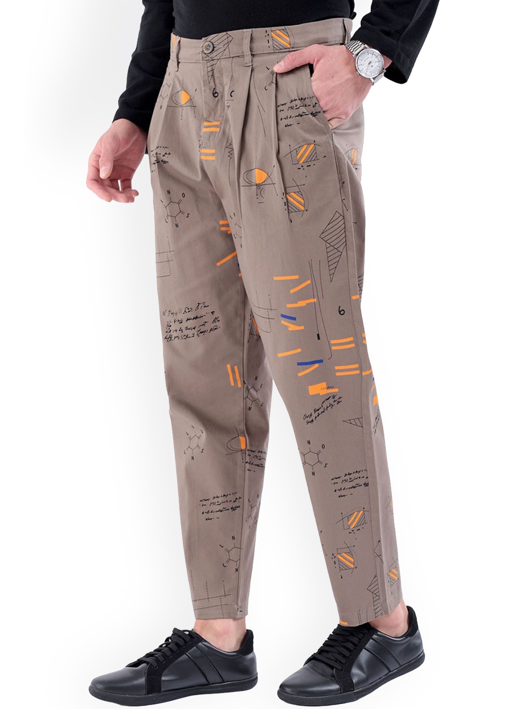 

The Indian Garage Co Abstract Printed Cotton Loose Fit Trouser, Olive