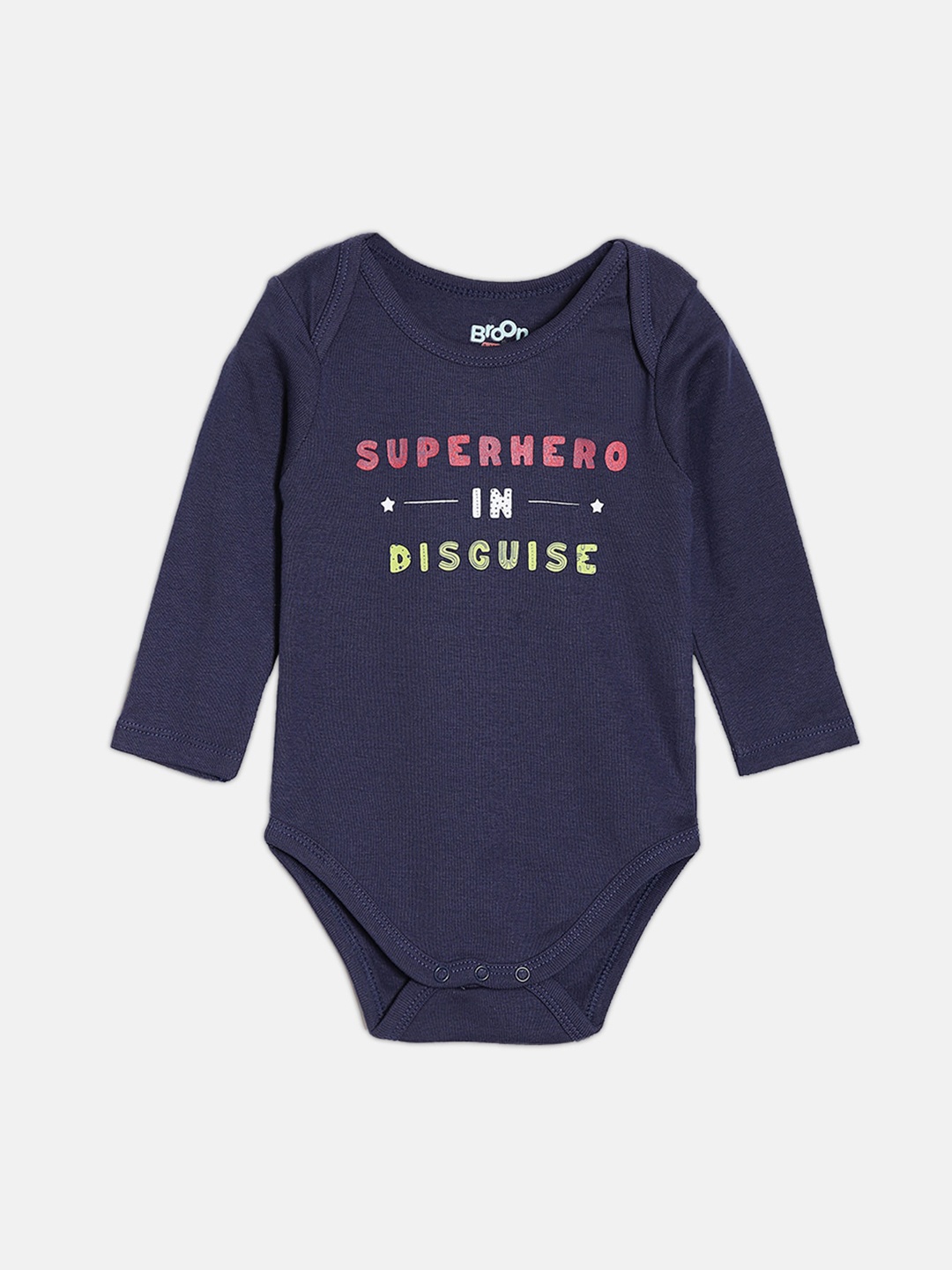 

Broon Infant Boys Printed Organic Cotton Bodysuit, Navy blue