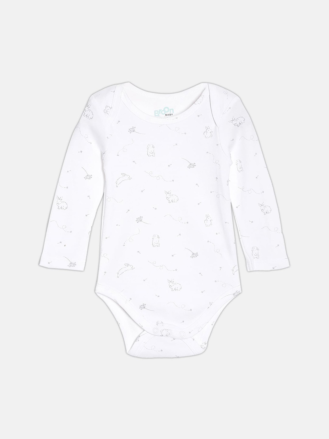 

Broon Infant Boys Printed Envelop Neck Organic Cotton Bodysuit, White