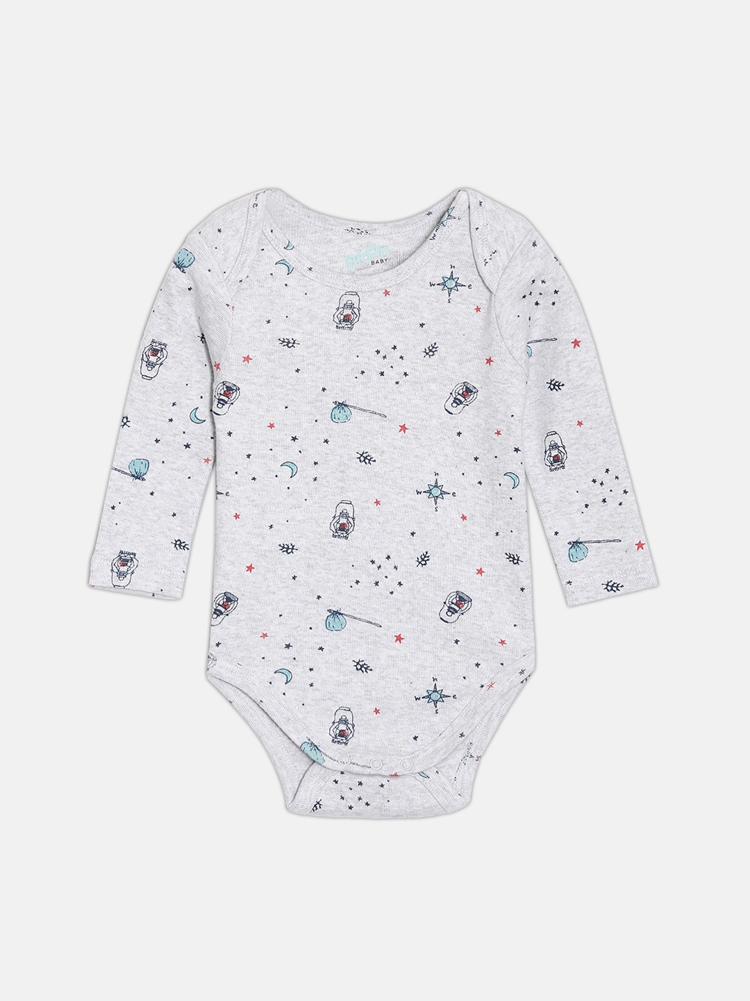 

Broon Infant Boys Printed Organic Cotton Bodysuit, Grey