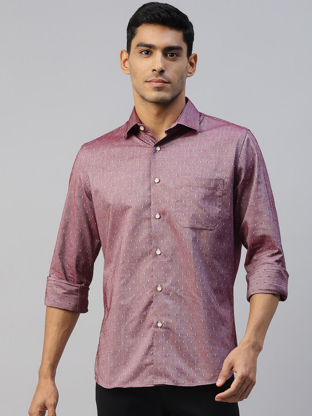

DON VINO Comfort Spread Collar Slim Fit Opaque Cotton Formal Shirt, Purple