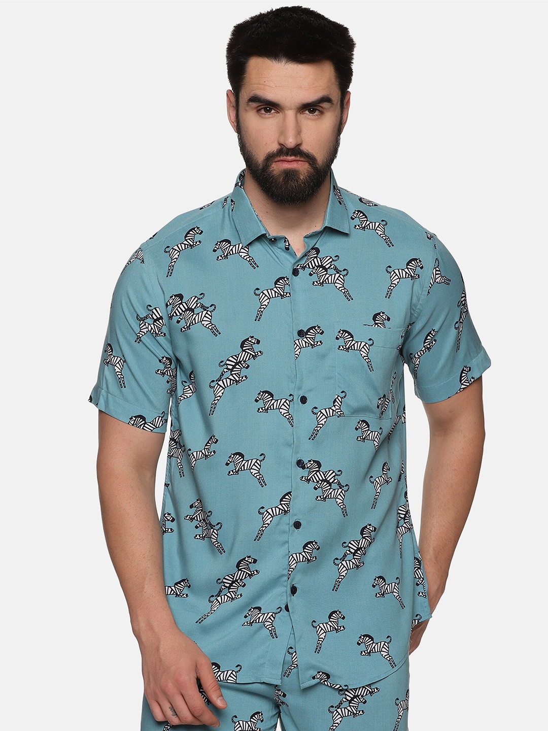 

DON VINO Comfort Spread Collar Floral Opaque Printed Casual Shirt, Blue