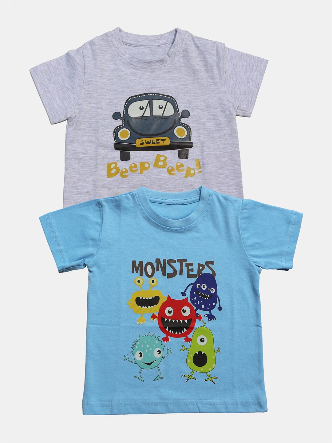 

BAESD Kids Pack of 2 Printed Bio Finish Cotton Regular Fit T-shirt, Grey