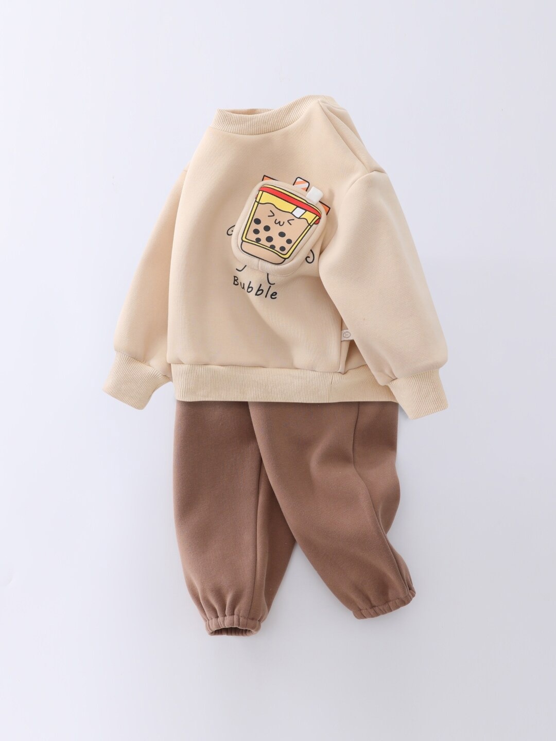 

StyleCast Boys Round Neck Long Sleeves Printed Top with Trousers, Brown