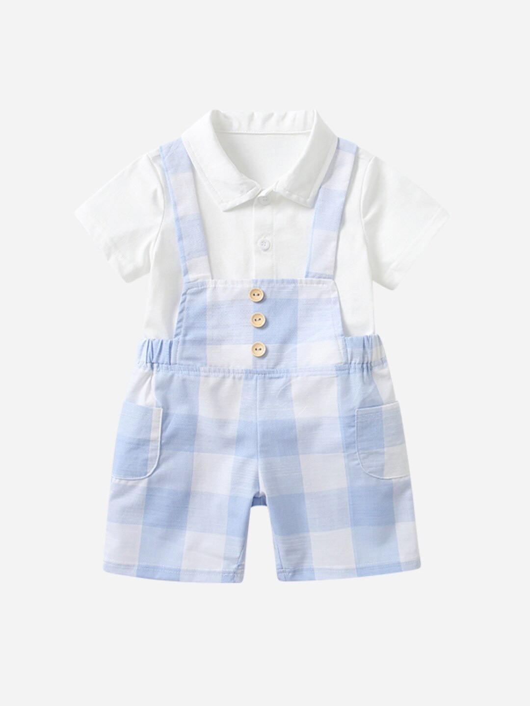 

StyleCast Boys Cotton Shirt With Dungarees, Blue