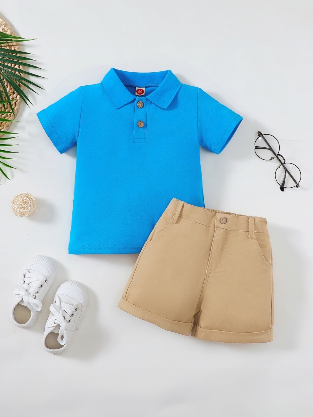 

StyleCast Boys Shirt Collar T-shirt With Shorts, Blue
