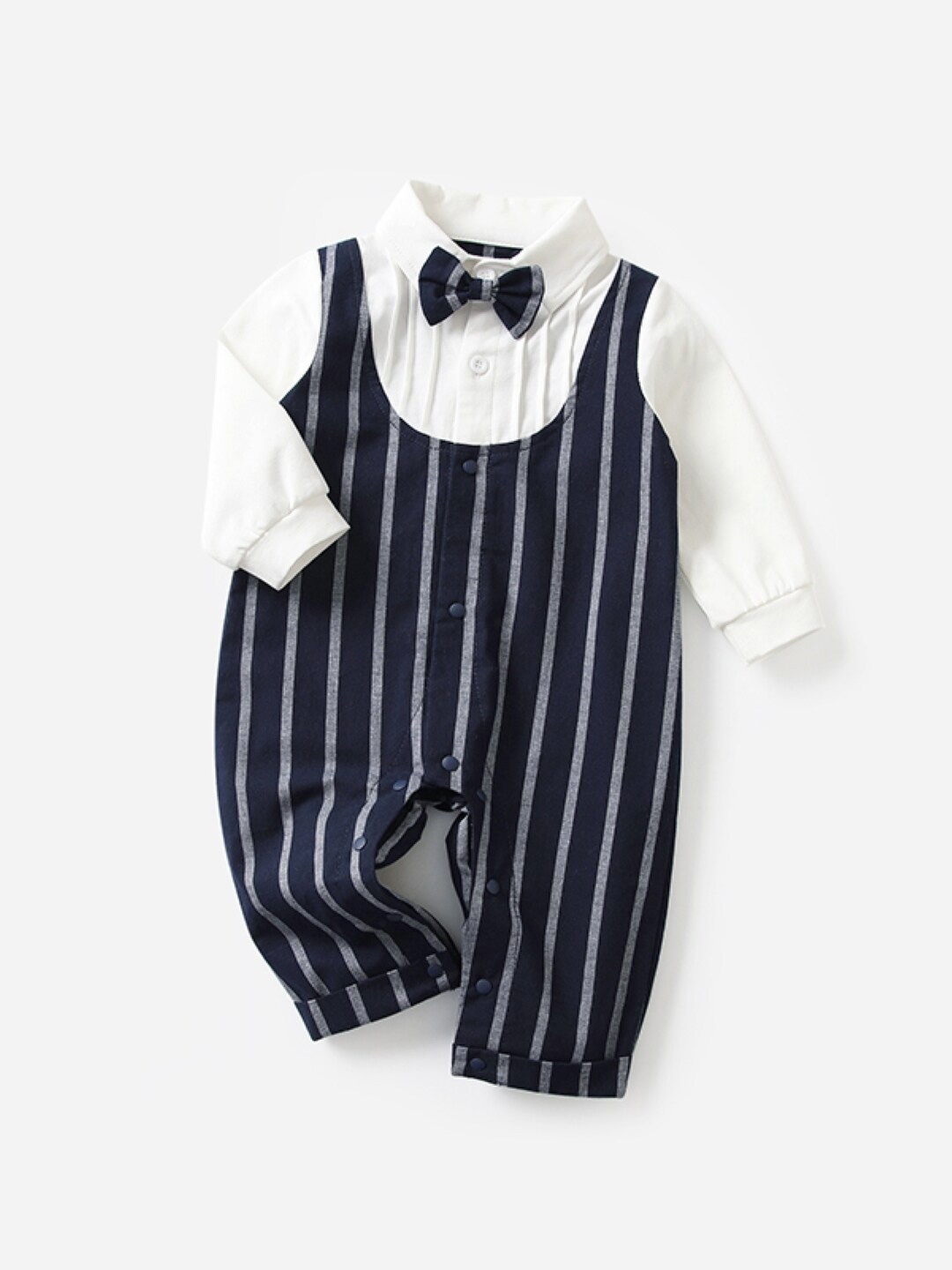 

StyleCast Infants Boys Black Striped Pure-Cotton Dungaree With Shirt