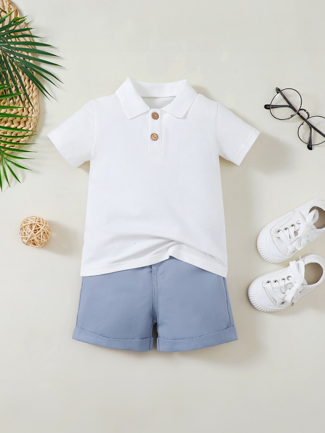

StyleCast Boys Polo Collar Short Sleeves T-shirt with Shorts, White