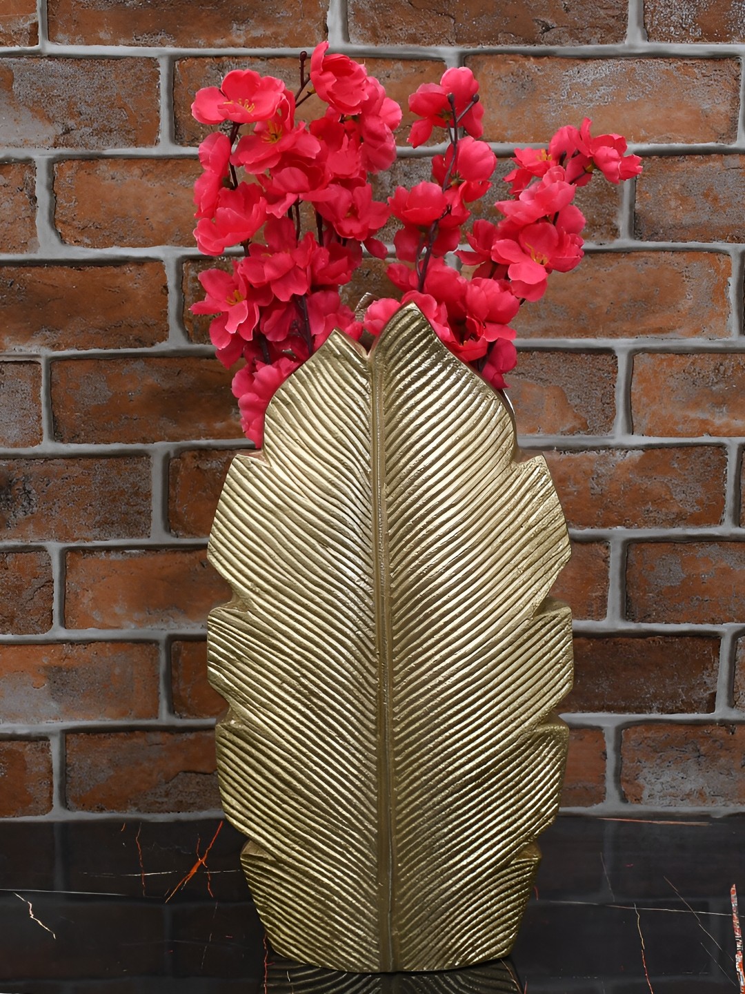 

Maison Modern Gold Toned Leaf Shaped Flower Vase, Beige