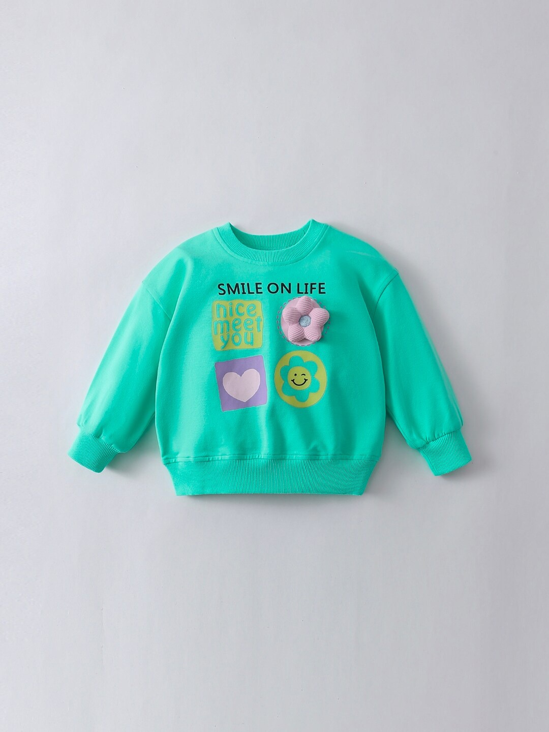 

StyleCast Girls Green Typography Printed Cotton Sweatshirt