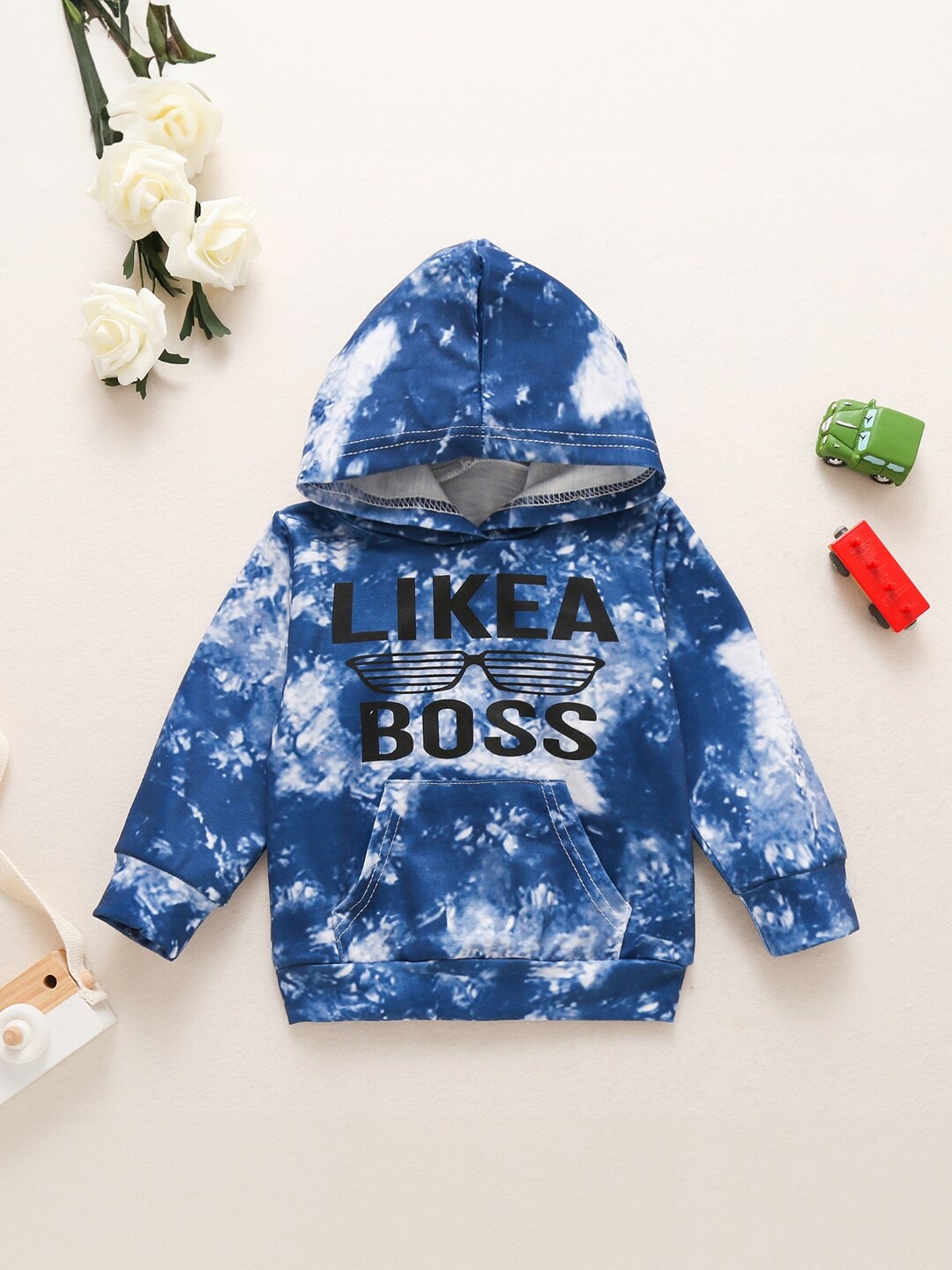 

StyleCast Girls Blue Typography Printed Hooded Sweatshirt, Navy blue