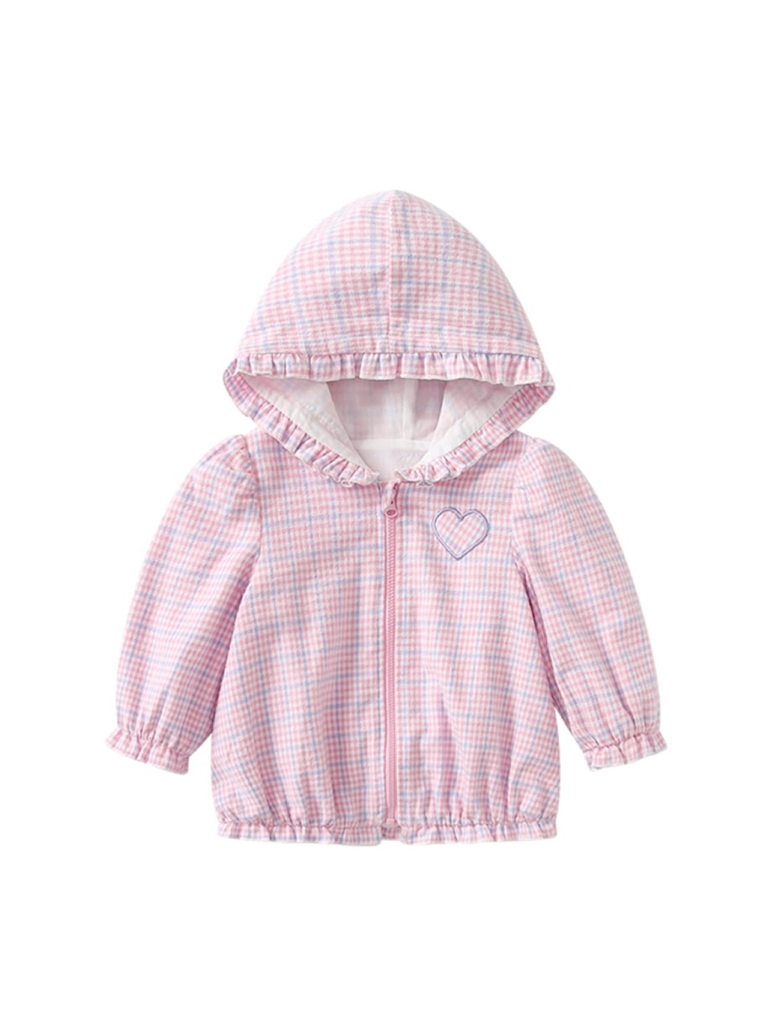 

StyleCast Girls Checked Pure Cotton Hooded Bomber Jacket, Pink