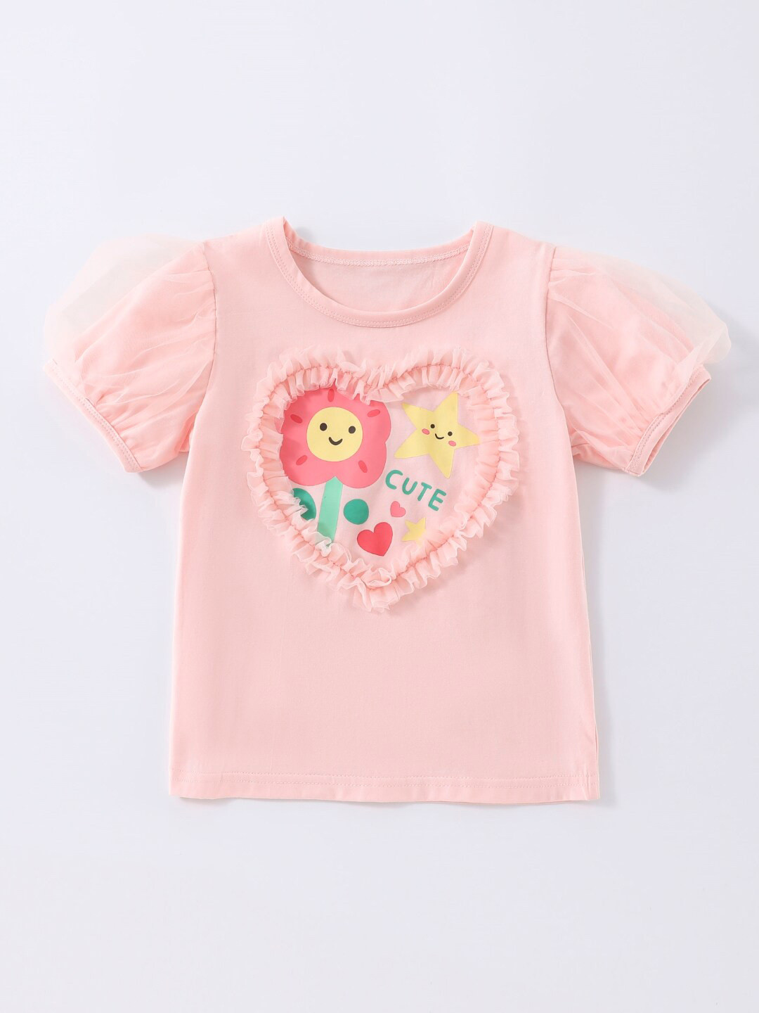 

StyleCast Girl Pink Print Puff Sleeve Cotton Top